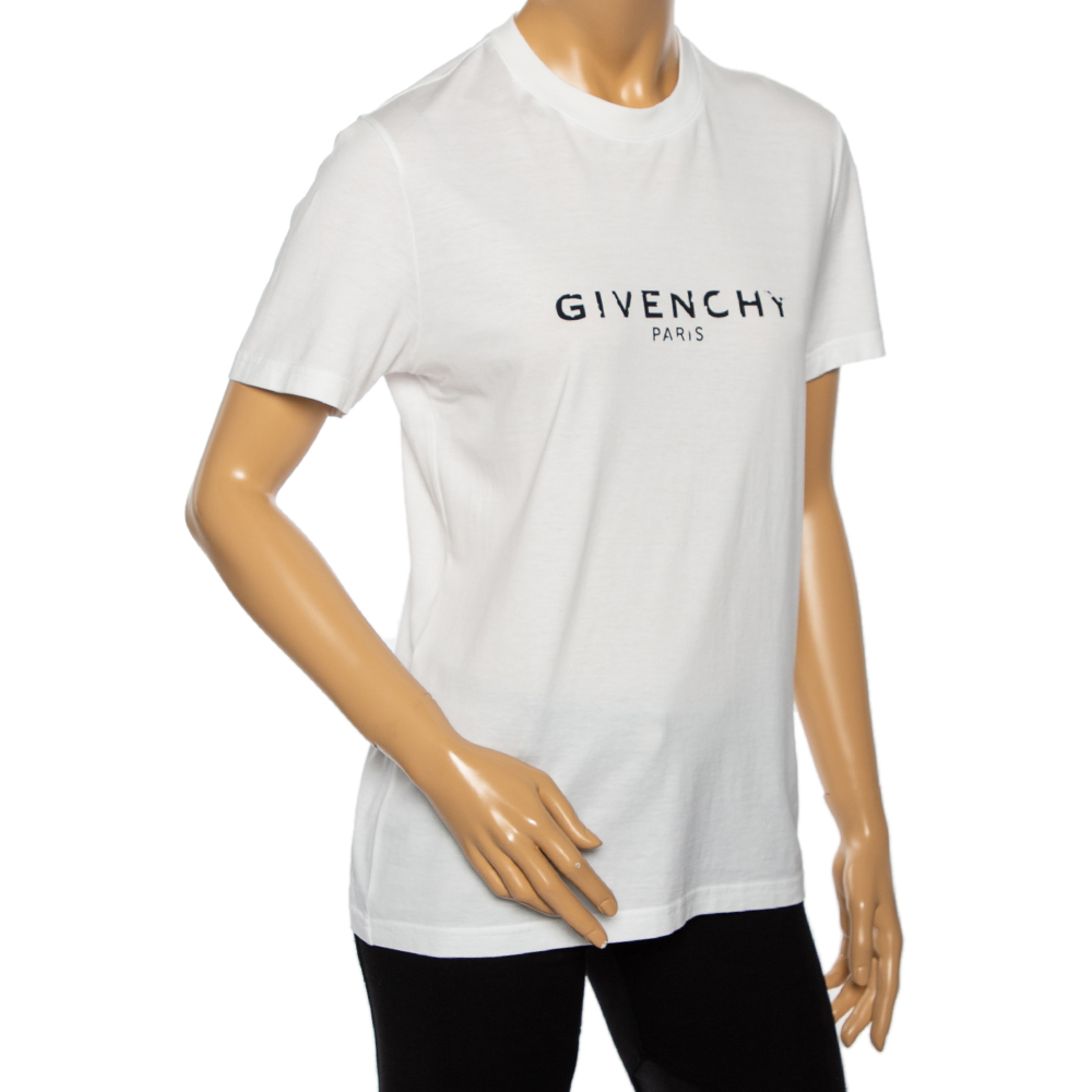 

Givenchy White Logo Printed Cotton Crewneck T-Shirt