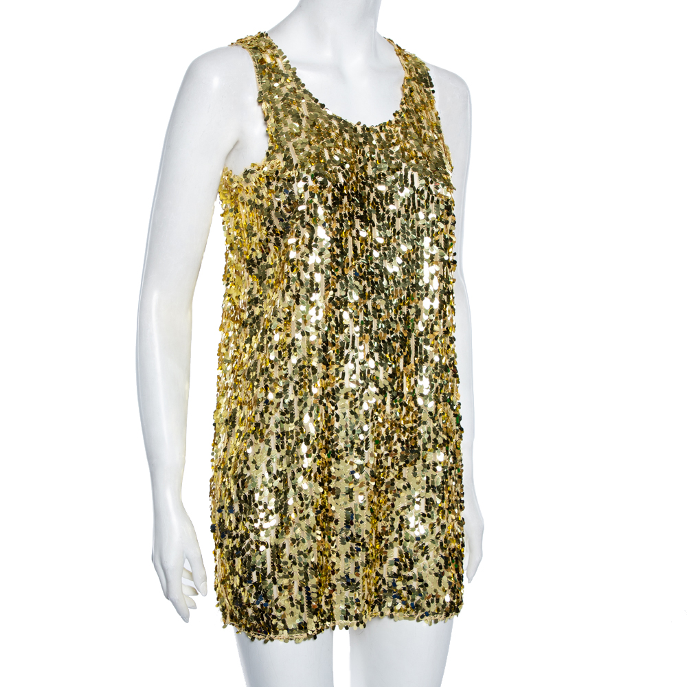 

Givenchy Gold Sequined Sleeveless Mini Dress