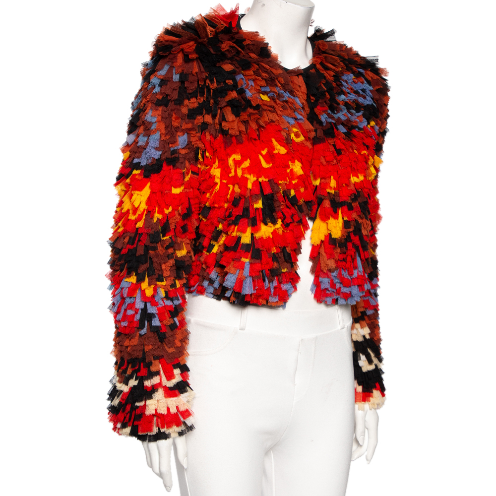 

Givenchy Multicolored Mosaic Effect Tulle Cropped Jacket, Multicolor