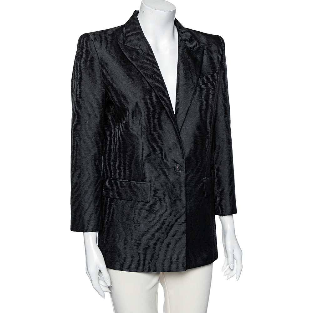 

Givenchy Black Moire Jacquard Single Breasted Blazer