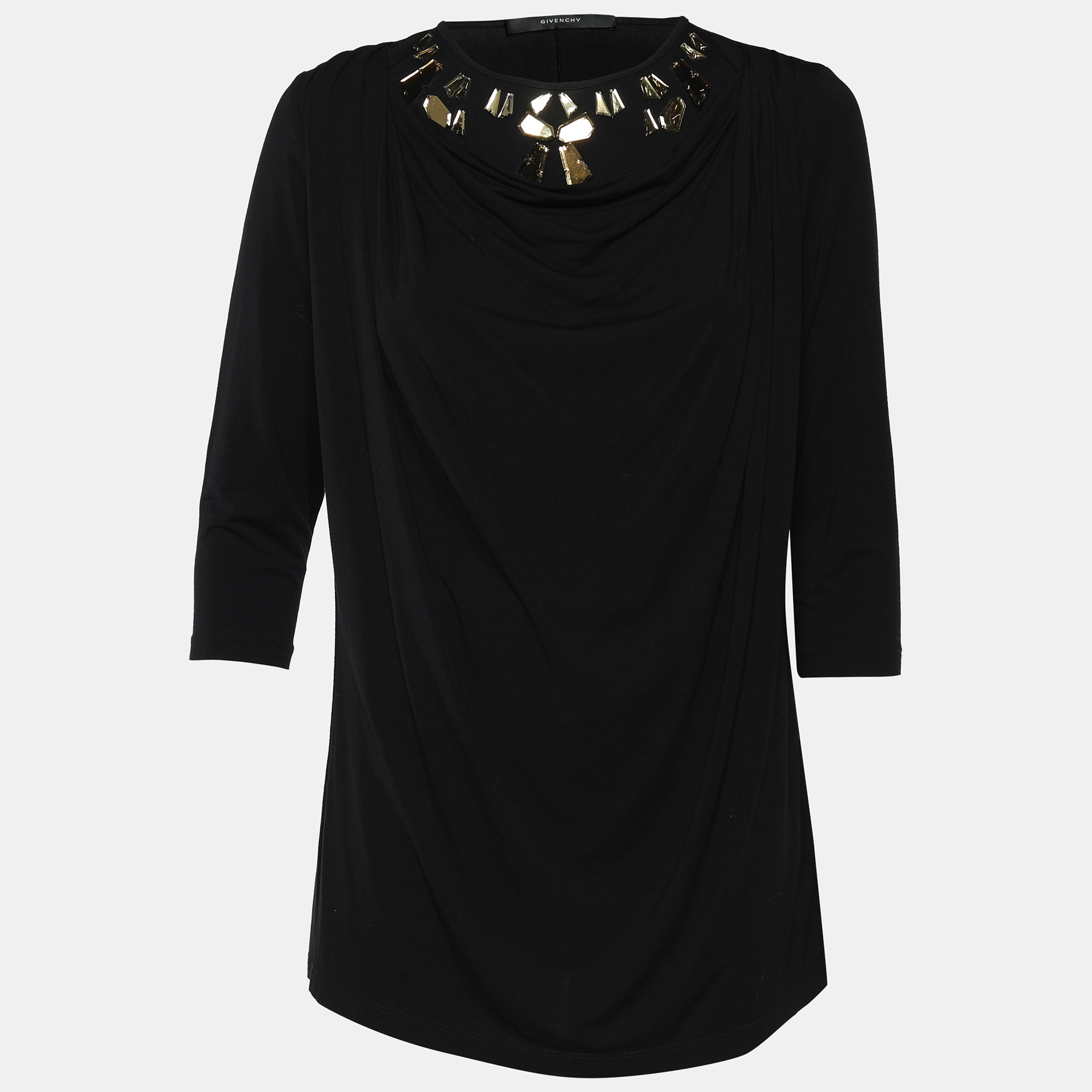 

Givenchy Black Jersey Knit Crystal Embellished Blouse