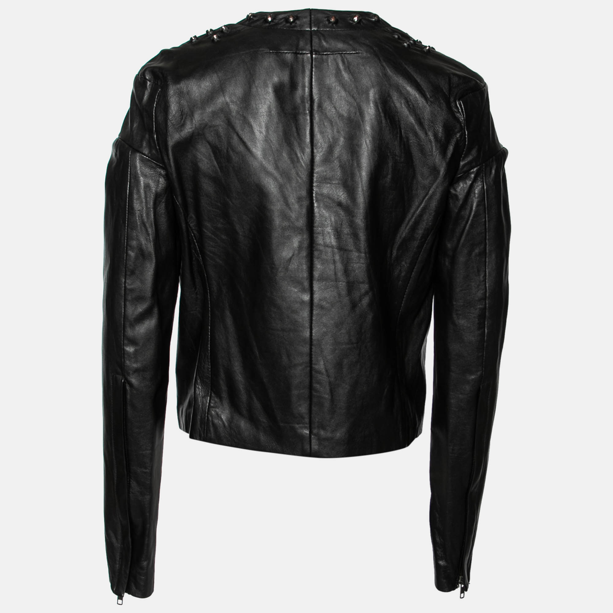 

Givenchy Black Crystal Embellished Leather Zip Front Jacket