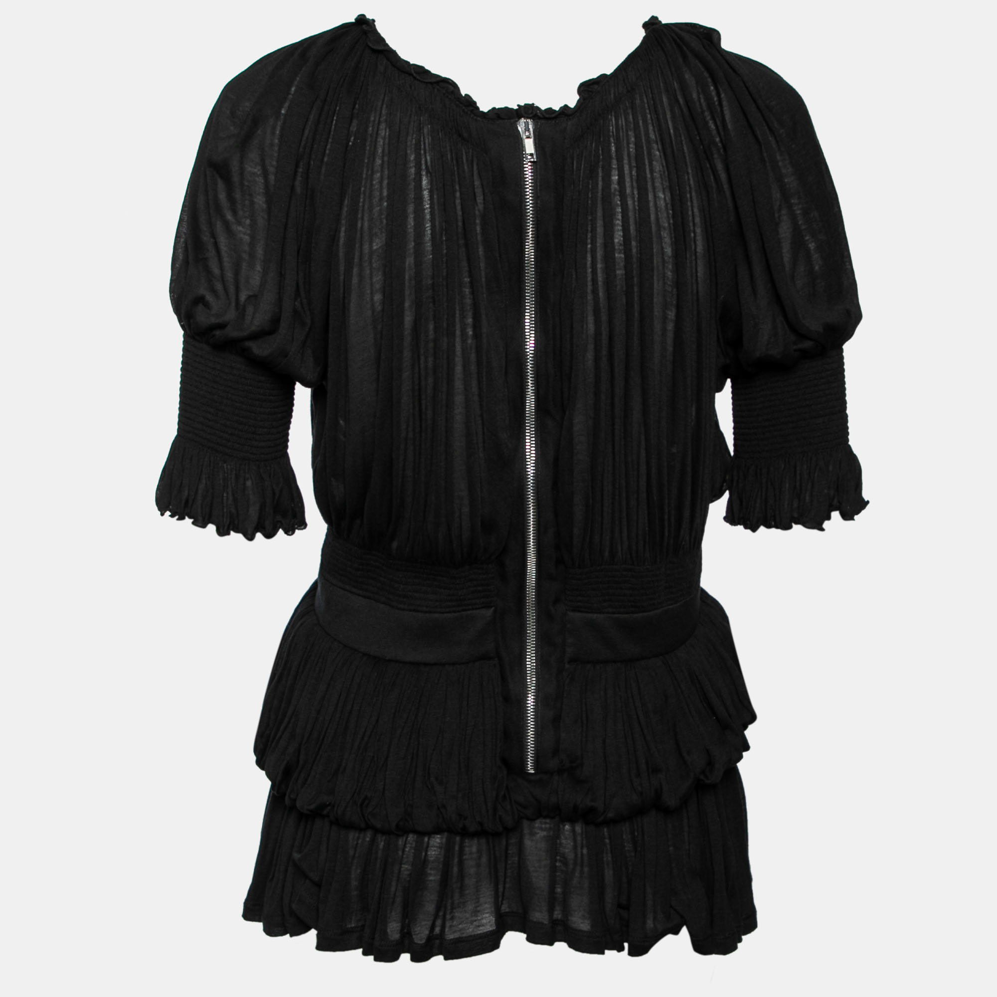 

Givenchy Black Stretch Knit Ruched Draped Top