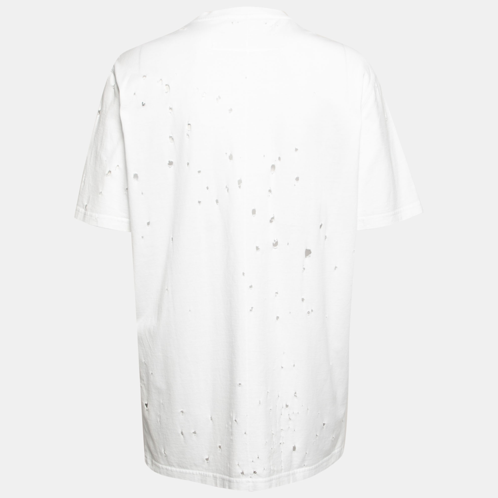 

Givenchy White Logo Print Distressed Cotton Short Sleeve T-Shirt