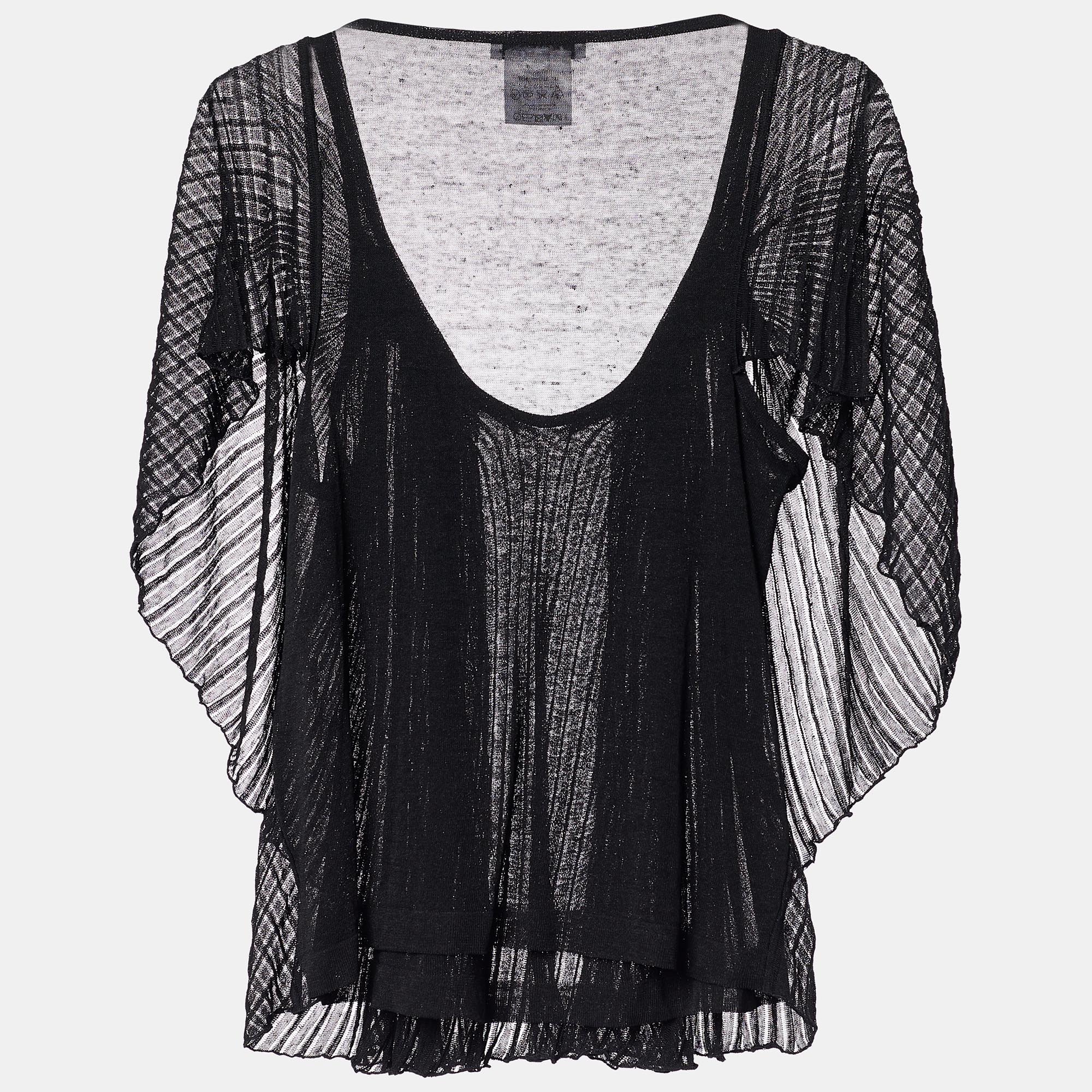 

Givenchy Black Linen Knit Plisse Top