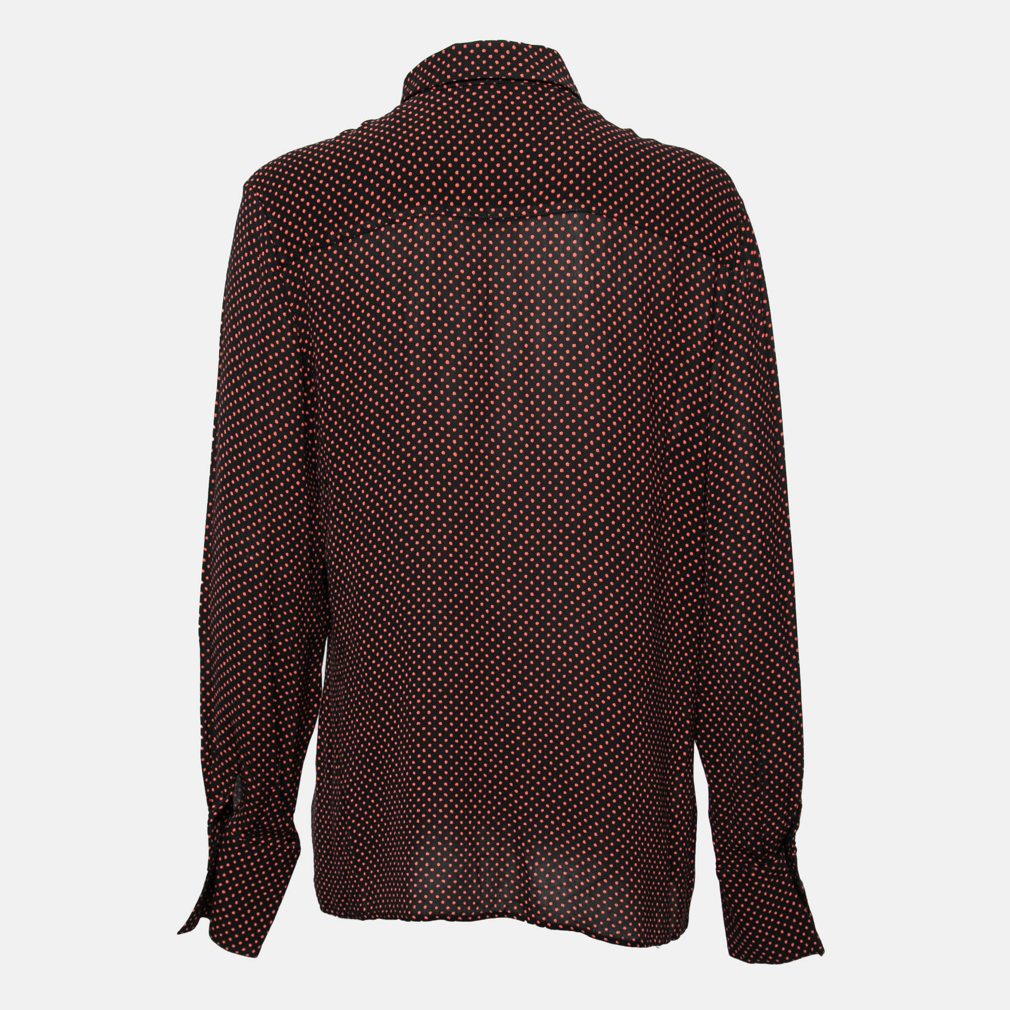 

Givenchy Vintage Black Printed Silk Button Front Shirt  (Plus Size