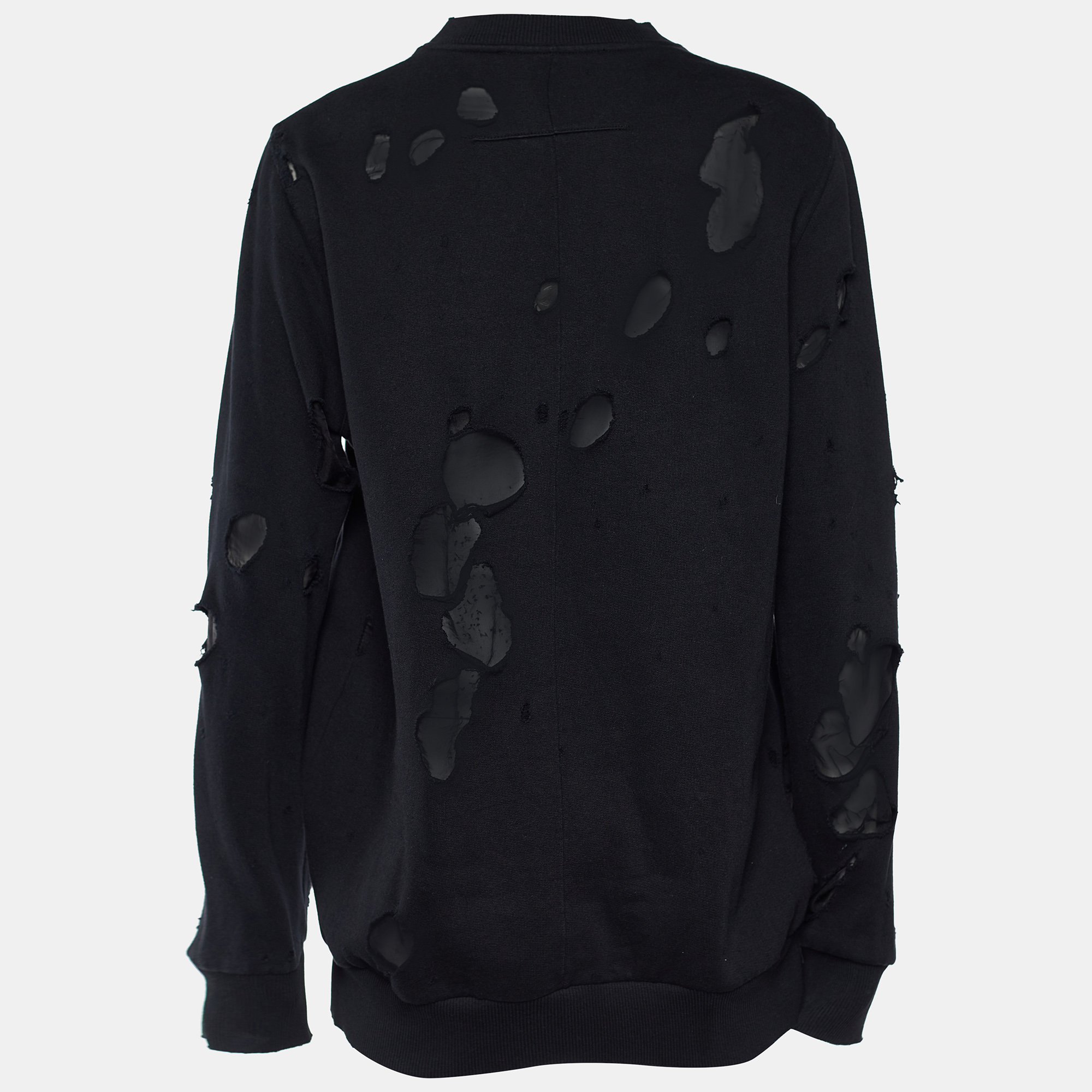

Givenchy Black Cotton Knit Distressed Sweatshirt