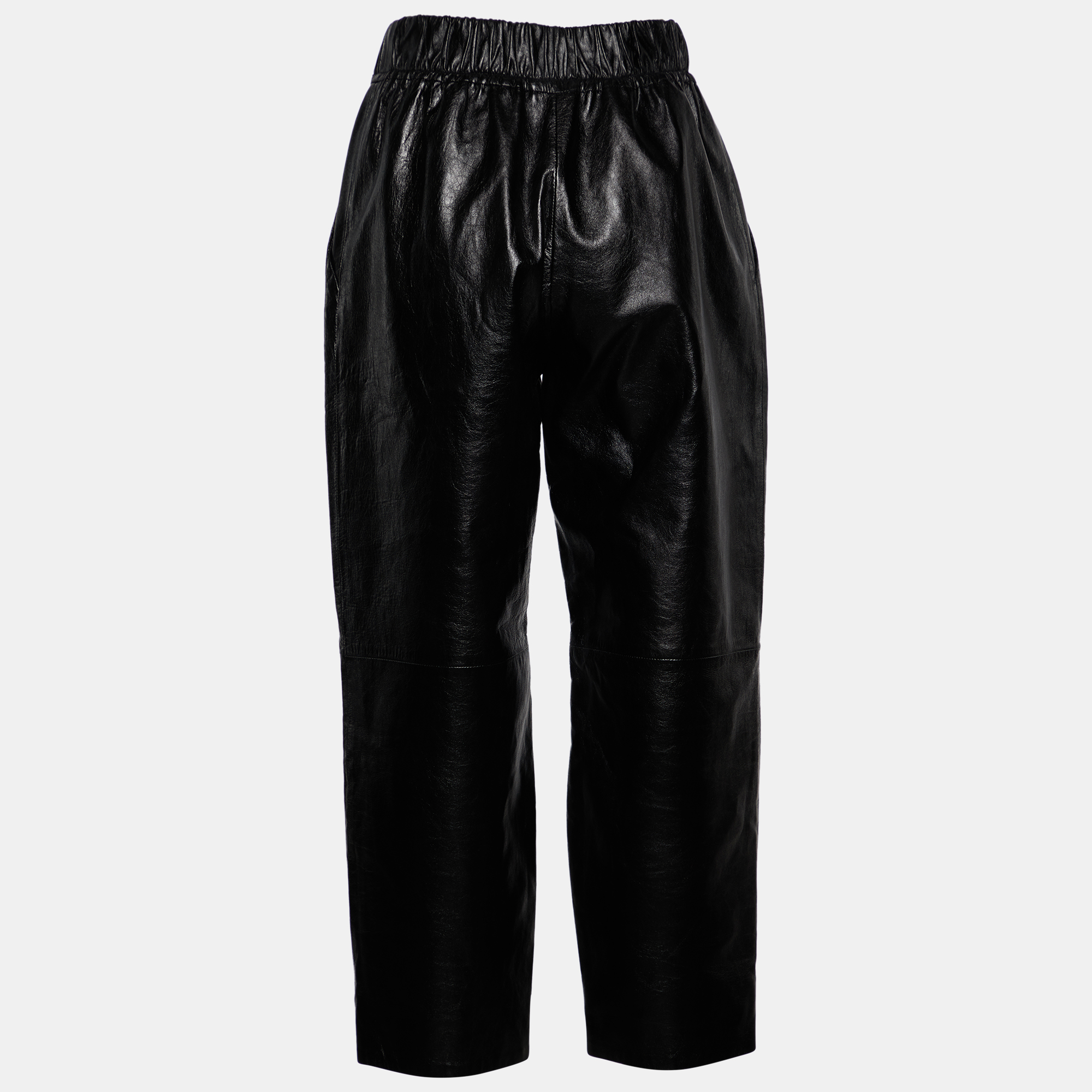 

Givenchy Black Leather Drawstring Waist Cropped Trousers