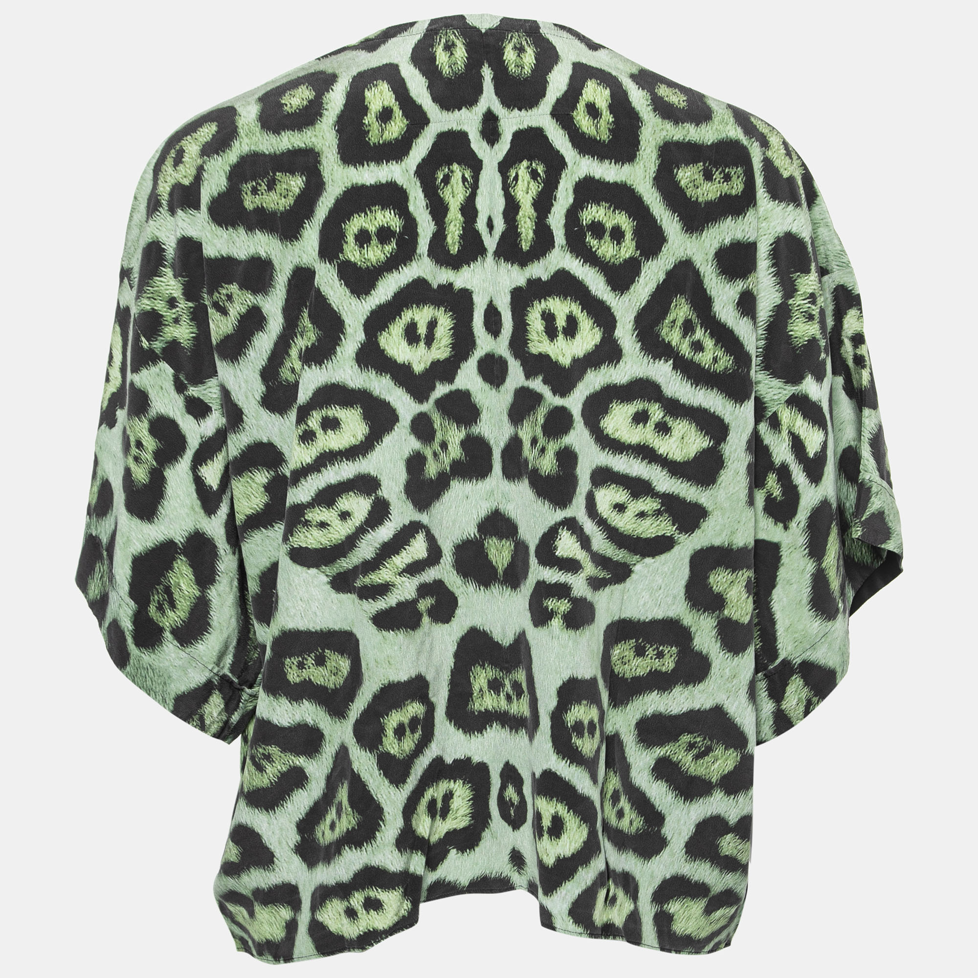 

Givenchy Green Jaguar Print Silk Oversized Blouse