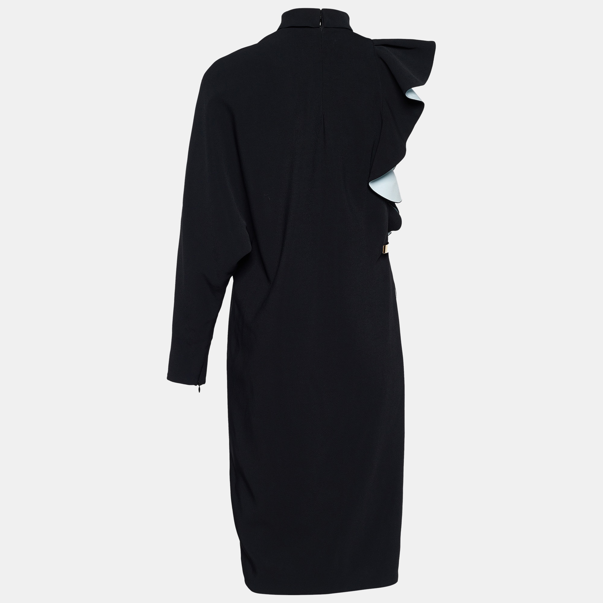 

Givenchy Black Crepe Ruffle Detail Mini Dress