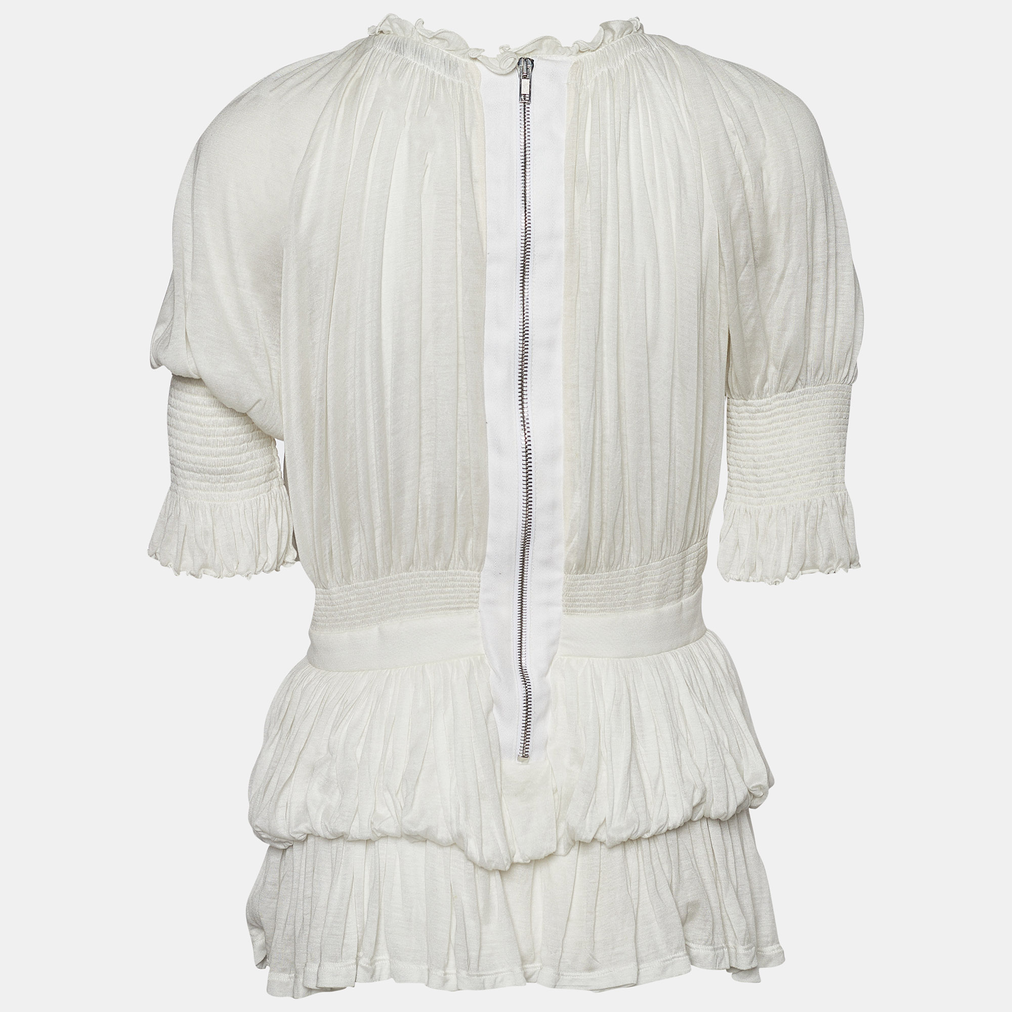 

Givenchy White Modal Knit Smock Detail Top