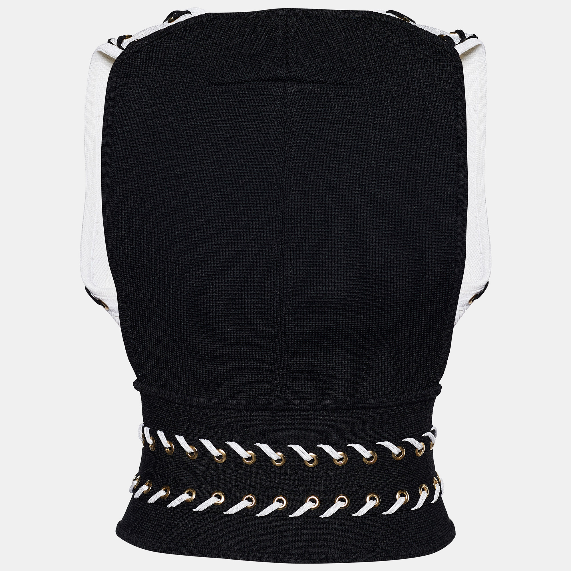 

Givenchy Monochrome Knit Lace Detail Waist Coat, Black