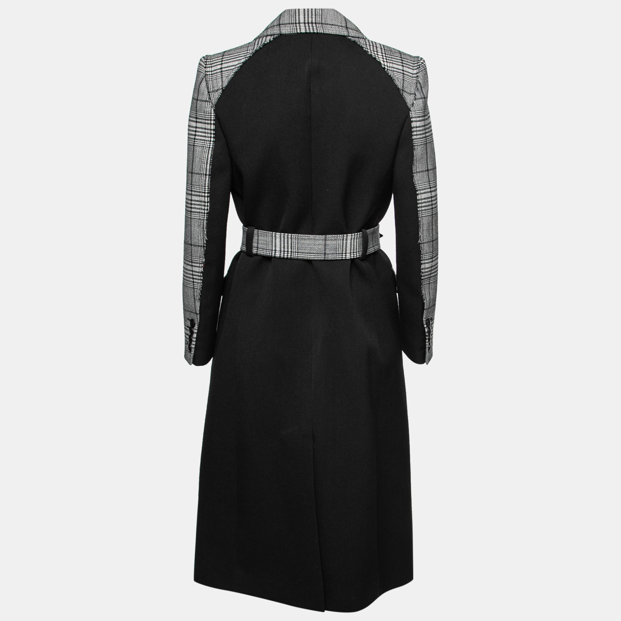 

Givenchy Black Plaid Patterned Wool Belted Coat