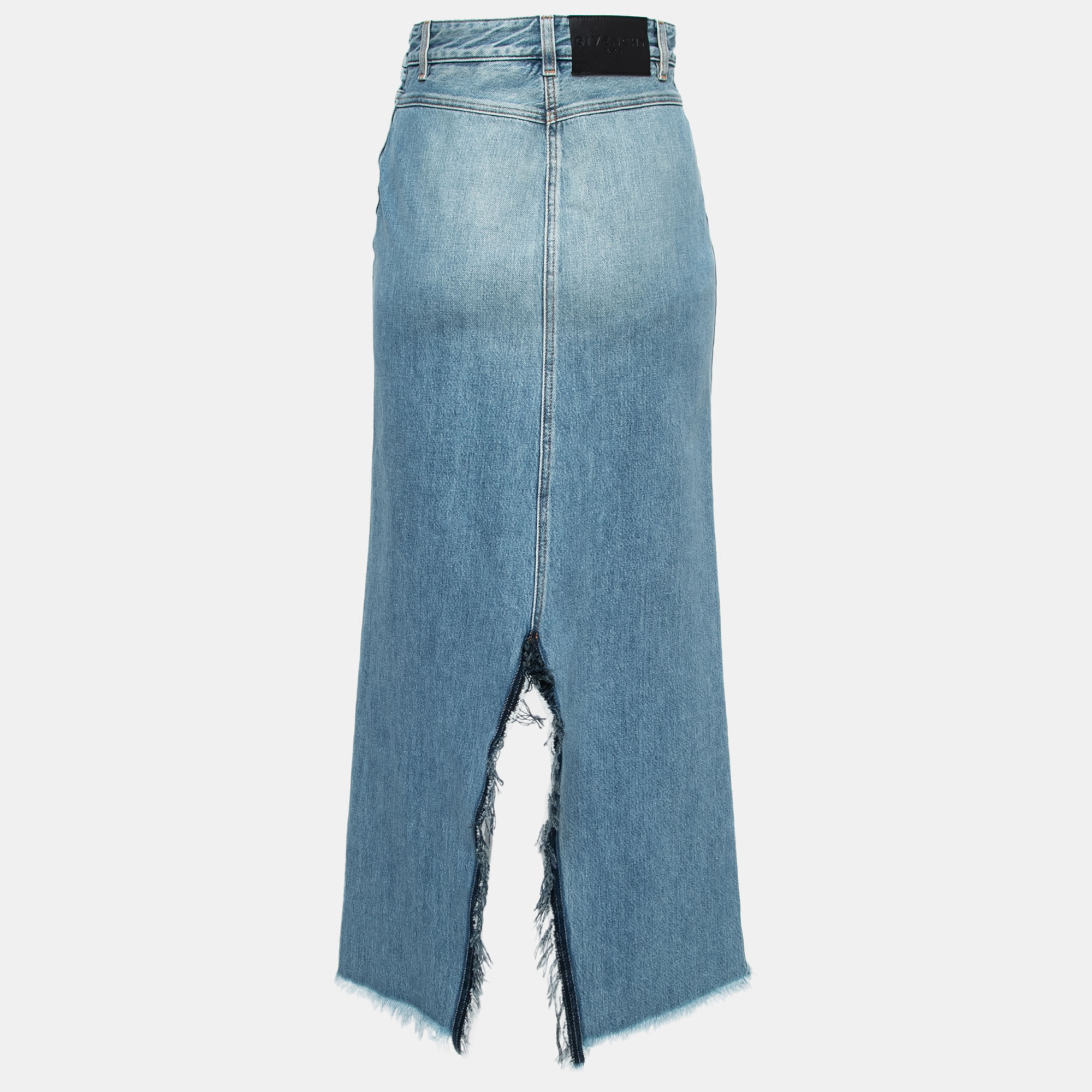

Givenchy Blue Denim Split Long Skirt