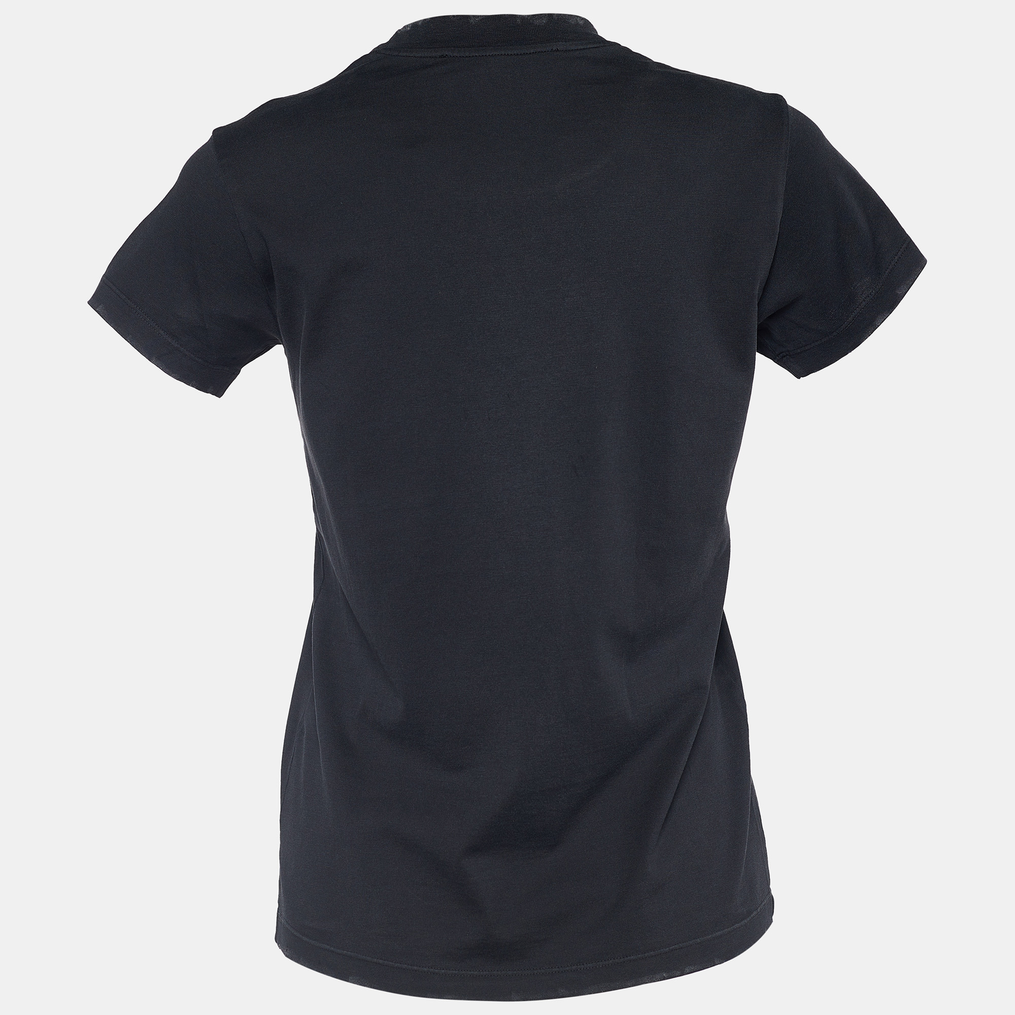 

Givenchy Anthracite Grey Jersey Logo Print Distressed T-Shirt