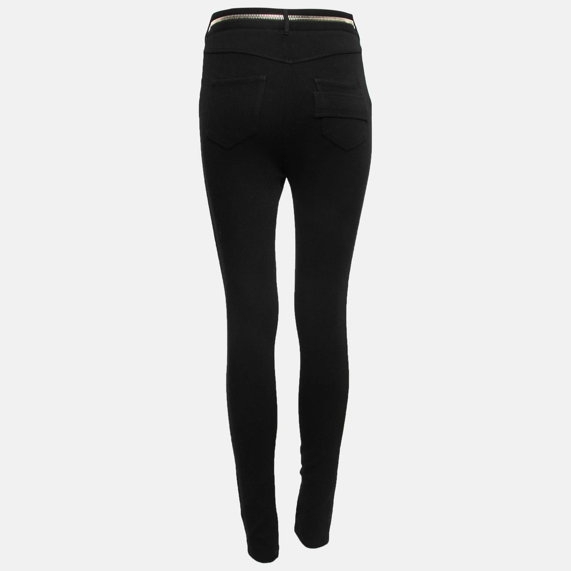 

Givenchy Black Stretch Knit Zipper Detail Skinny Pants