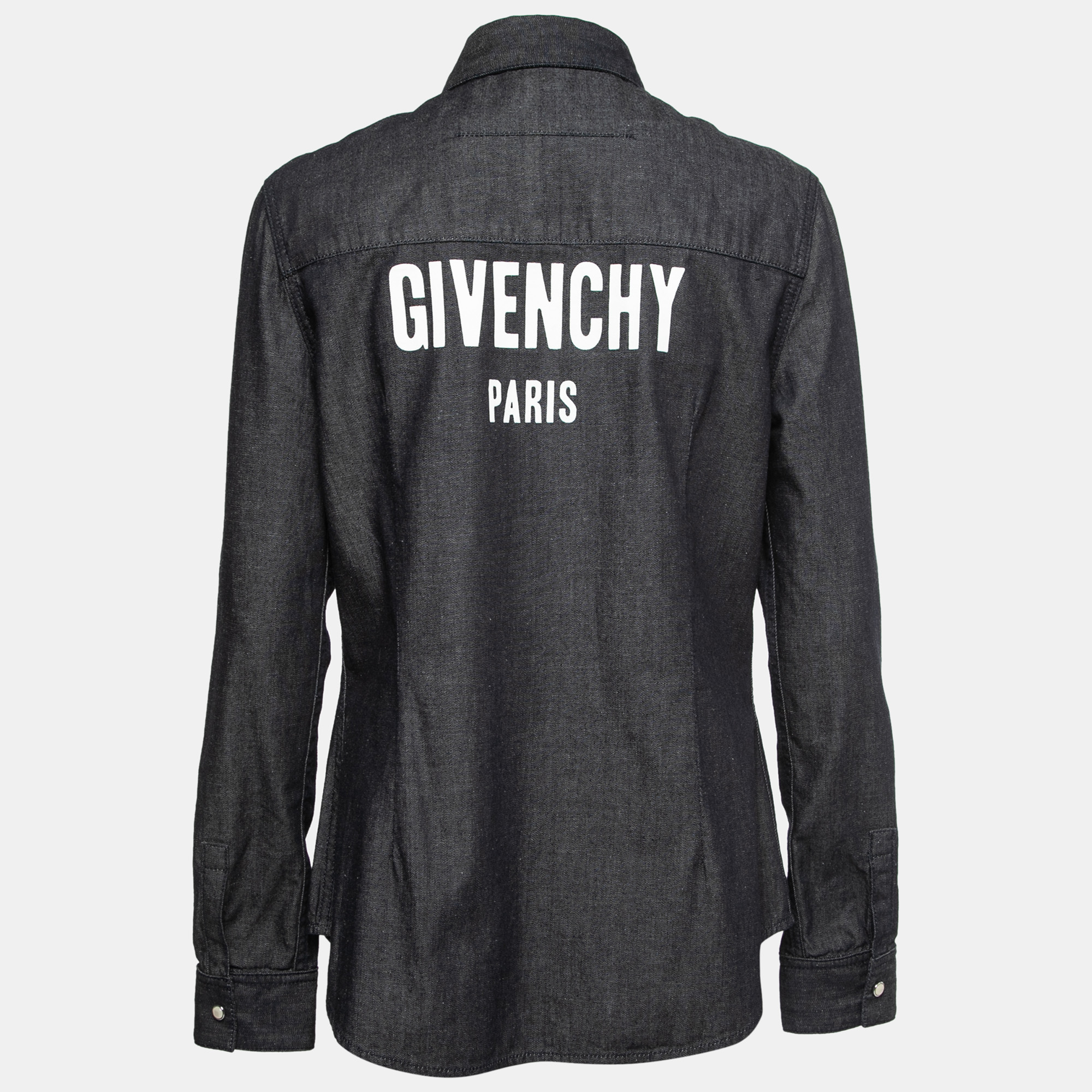 

Givenchy Blue Denim Logo Printed Button Front Shirt