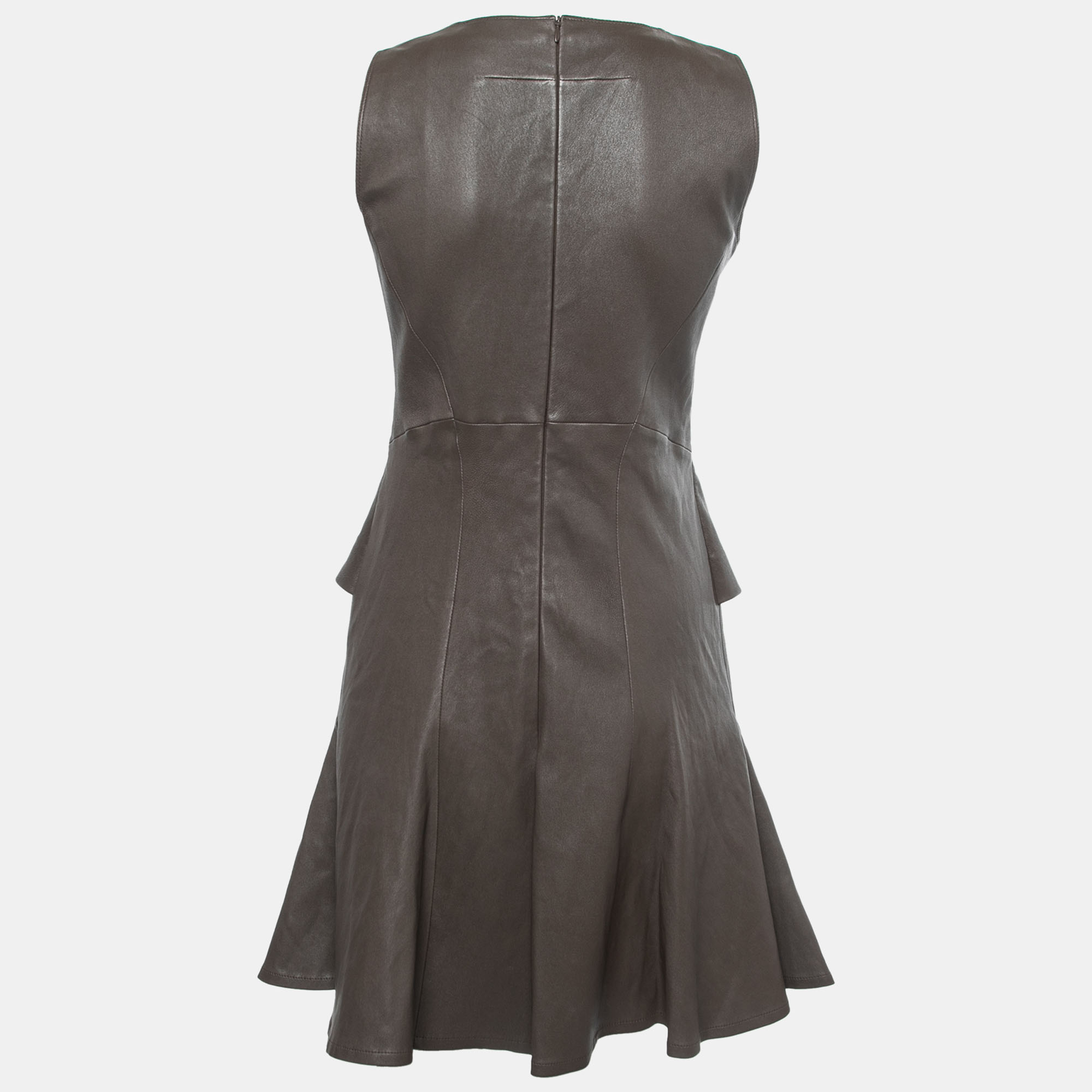 

Givenchy Dark Brown Leather Flared Midi Dress