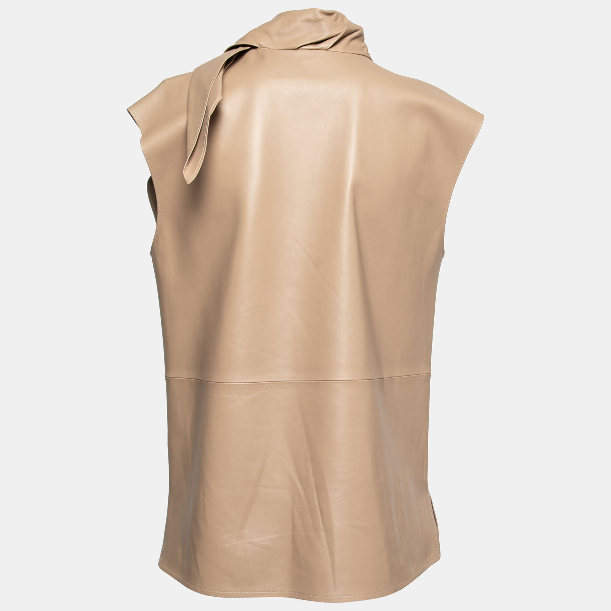 

Givenchy Beige Lambskin Sleeveless Tie Neck Top