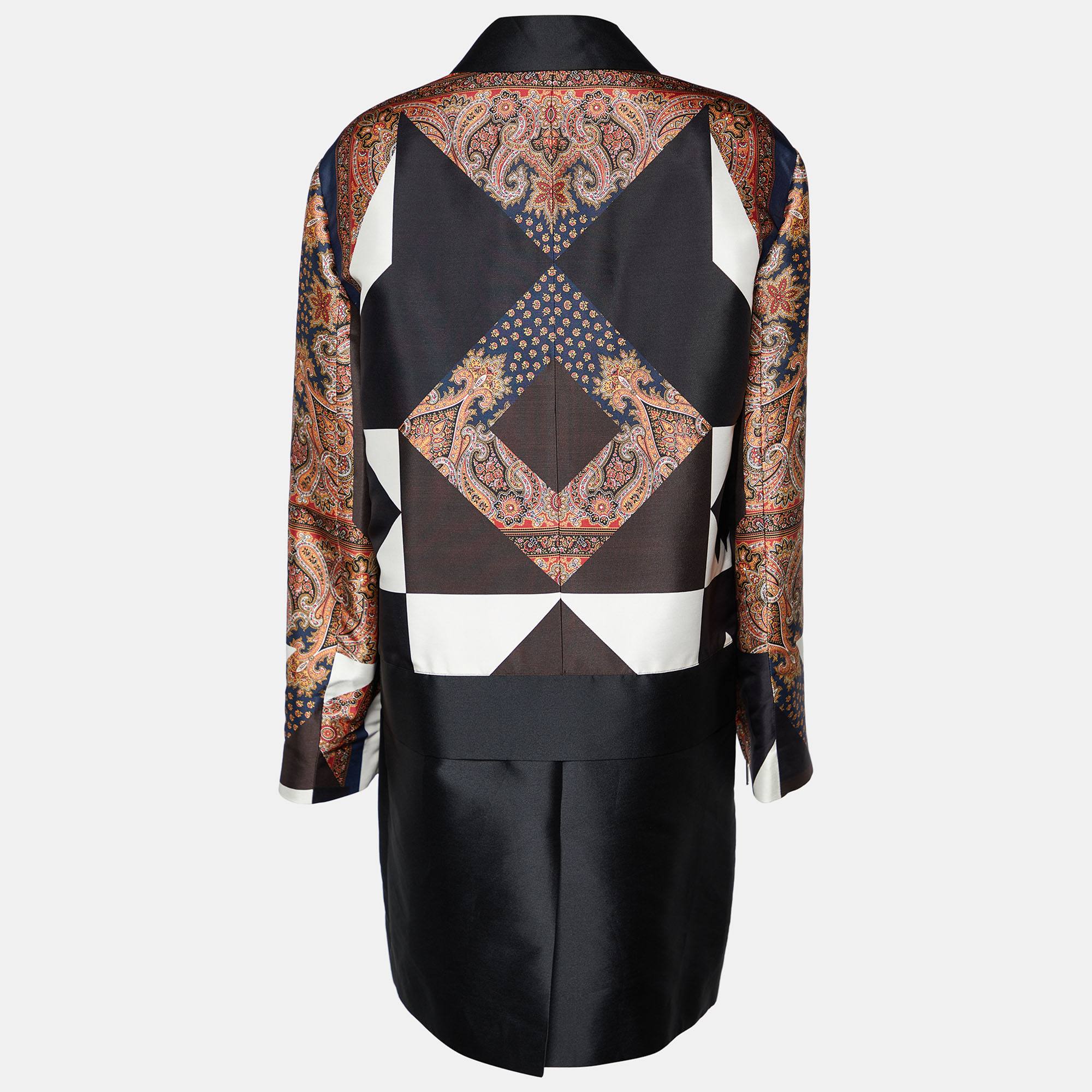

Givenchy Black Printed Silk Satin Oversized Mid Length Coat