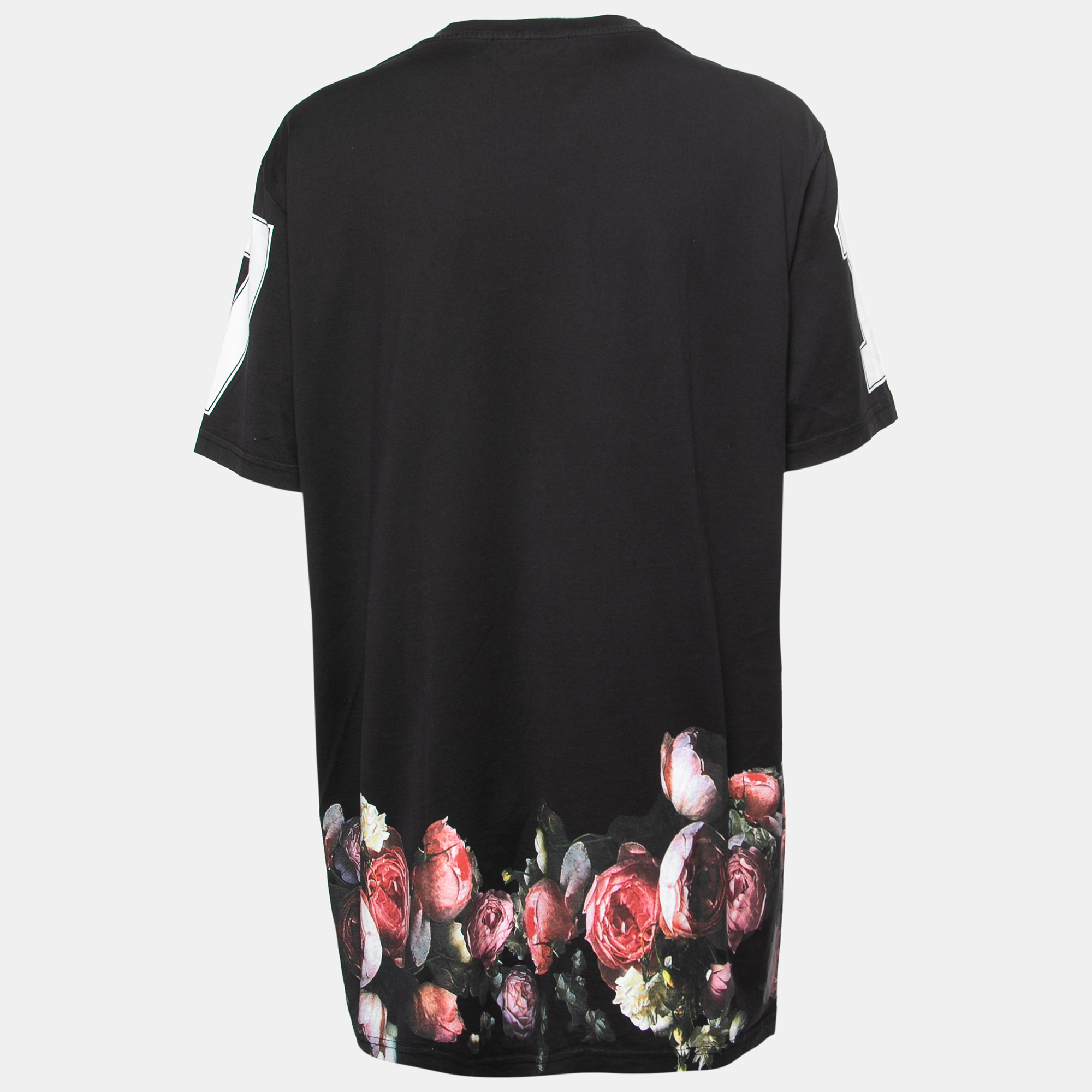 

Givenchy Black Floral Print Cotton Half Sleeve T-shirt