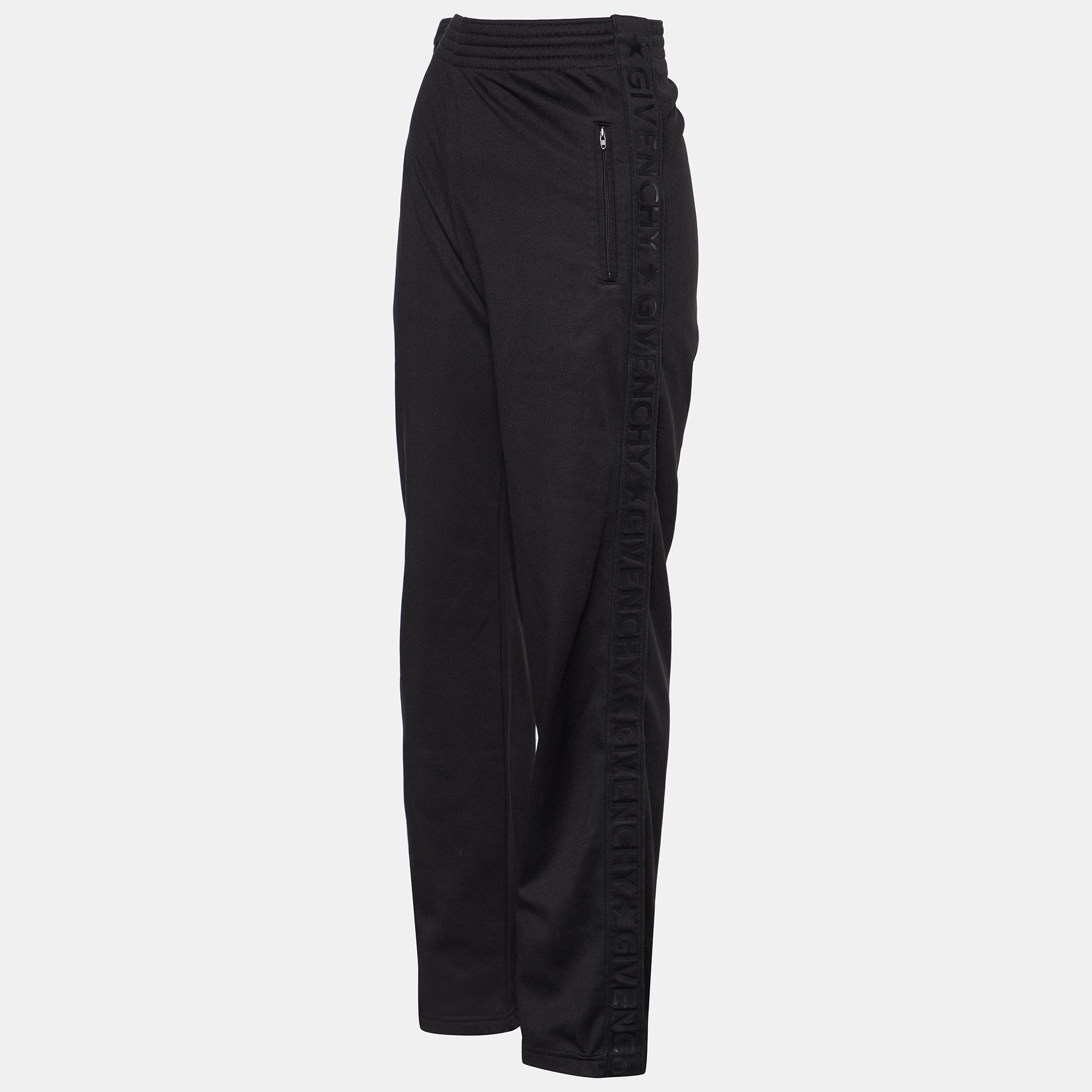 

Givenchy Black Synthetic Logo Side Stripe Detail Track Pants