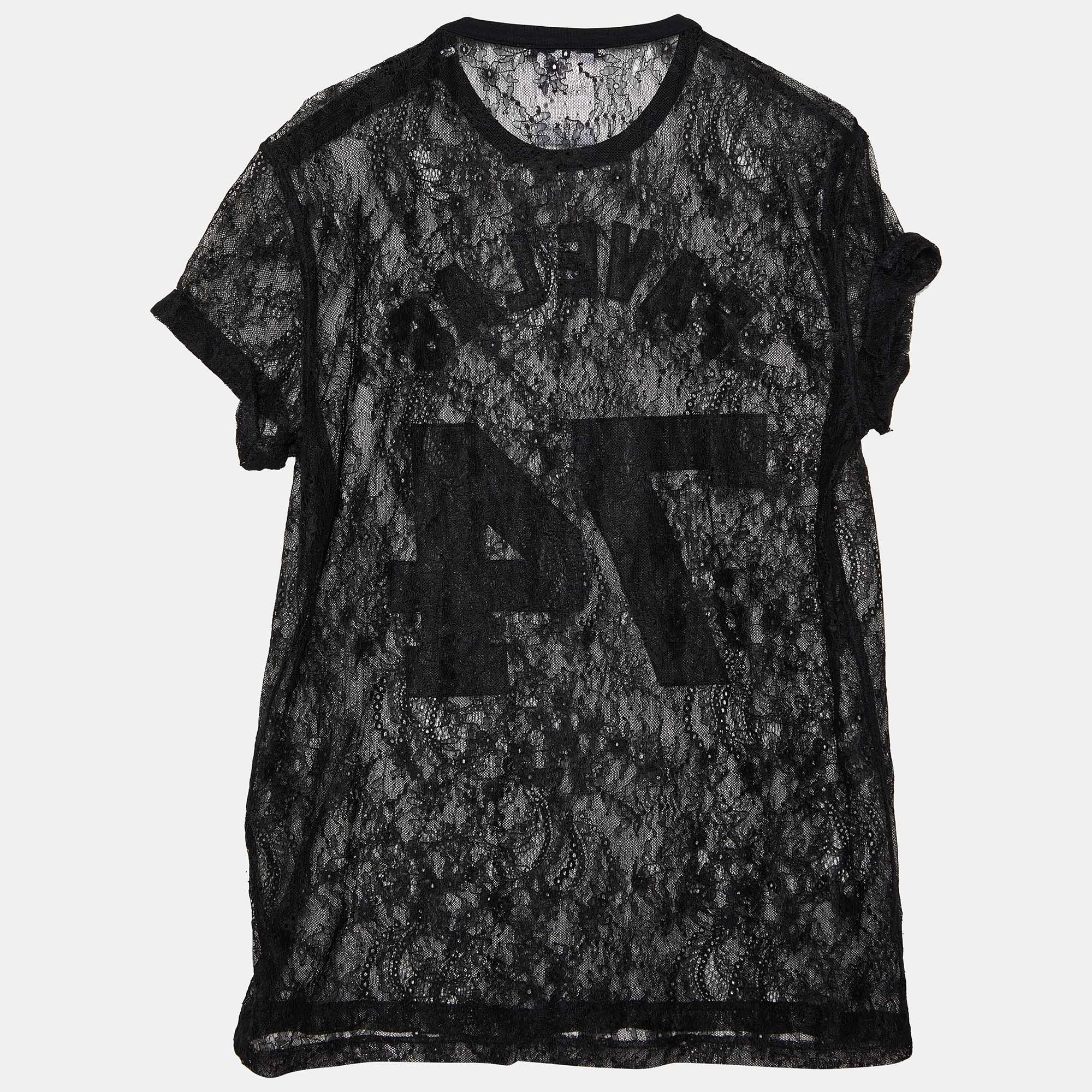 

Givenchy Black Lace Favelas Applique Sheer Top