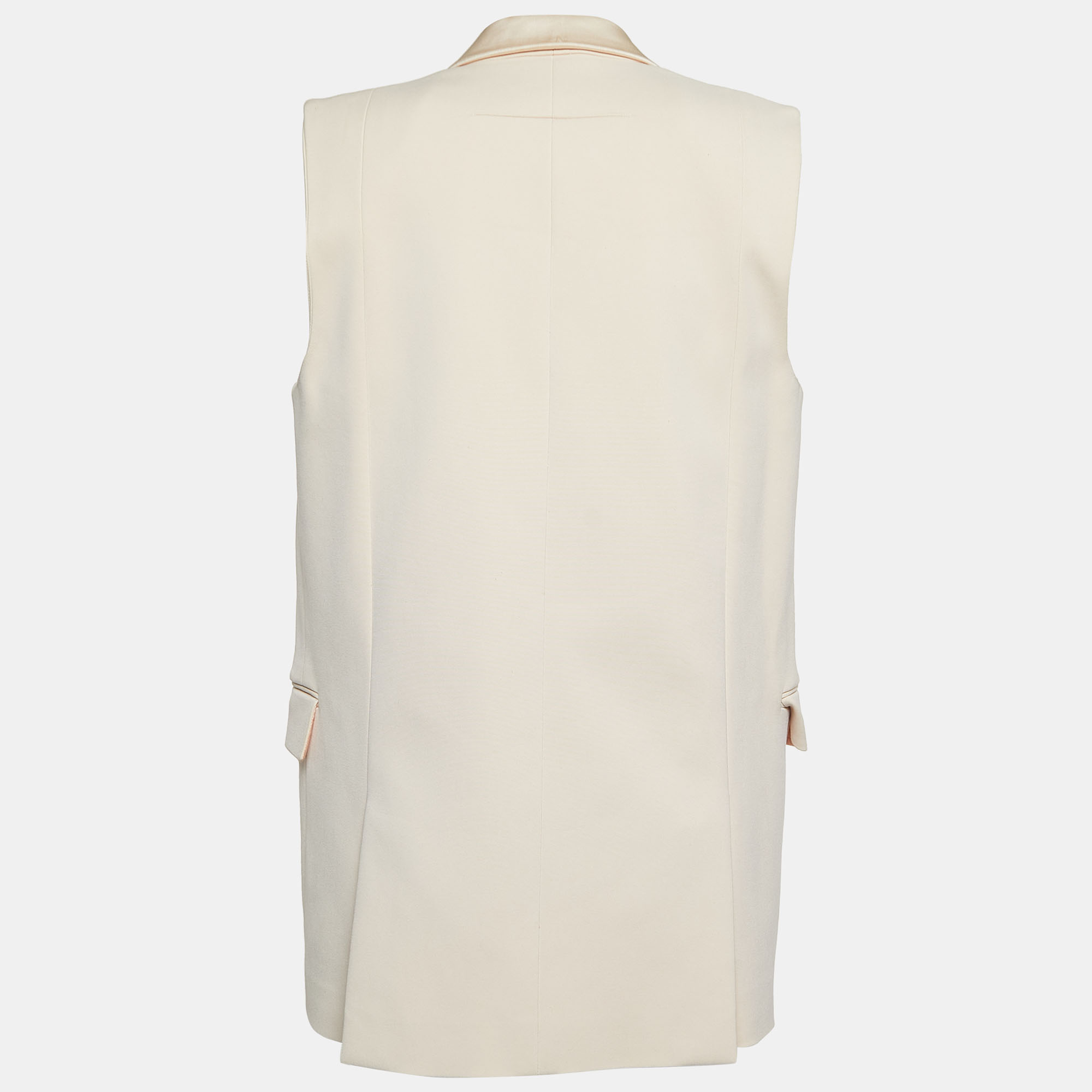 

Givenchy Light Pink Cotton Blend Satin Trim Sleeveless Long Blazer