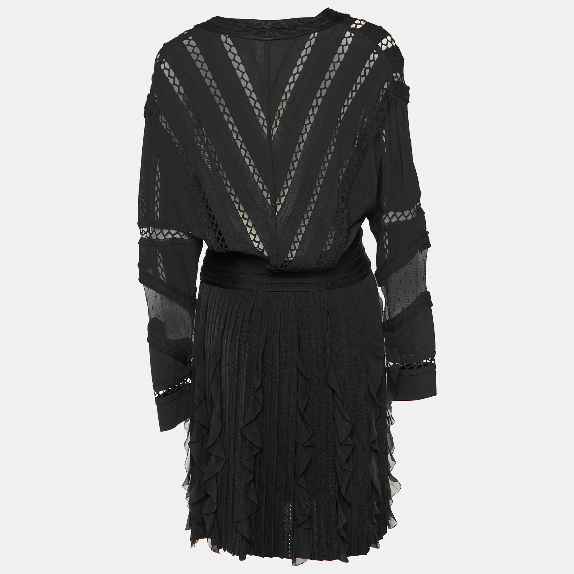 

Givenchy Black Patterned Knit Ruffled Mini Dress