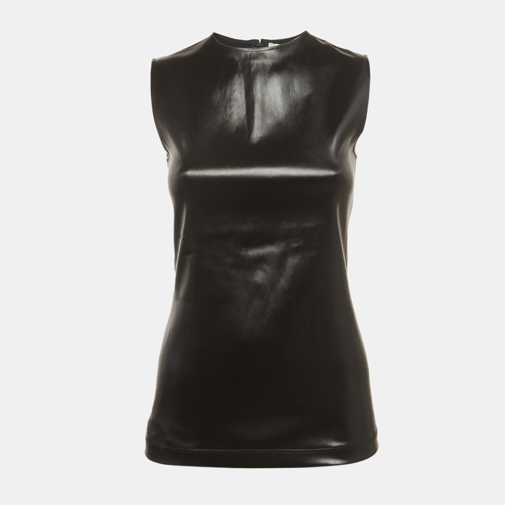 Pre-owned Givenchy Black Faux Leather Sleeveless Top S