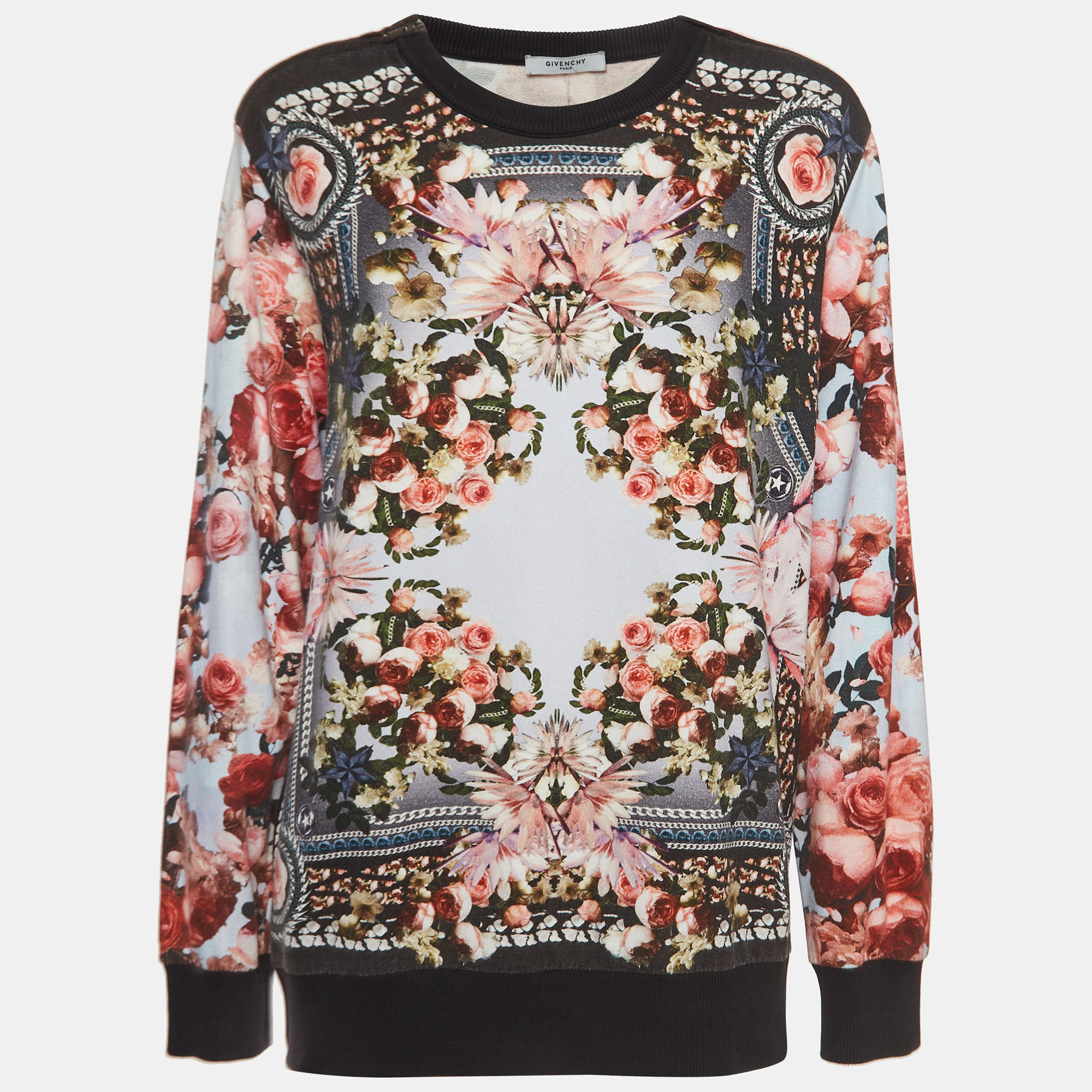 Pre-owned Givenchy Multicolor Roses And Birds Of Paradise Cotton Knit Sweatshirt S