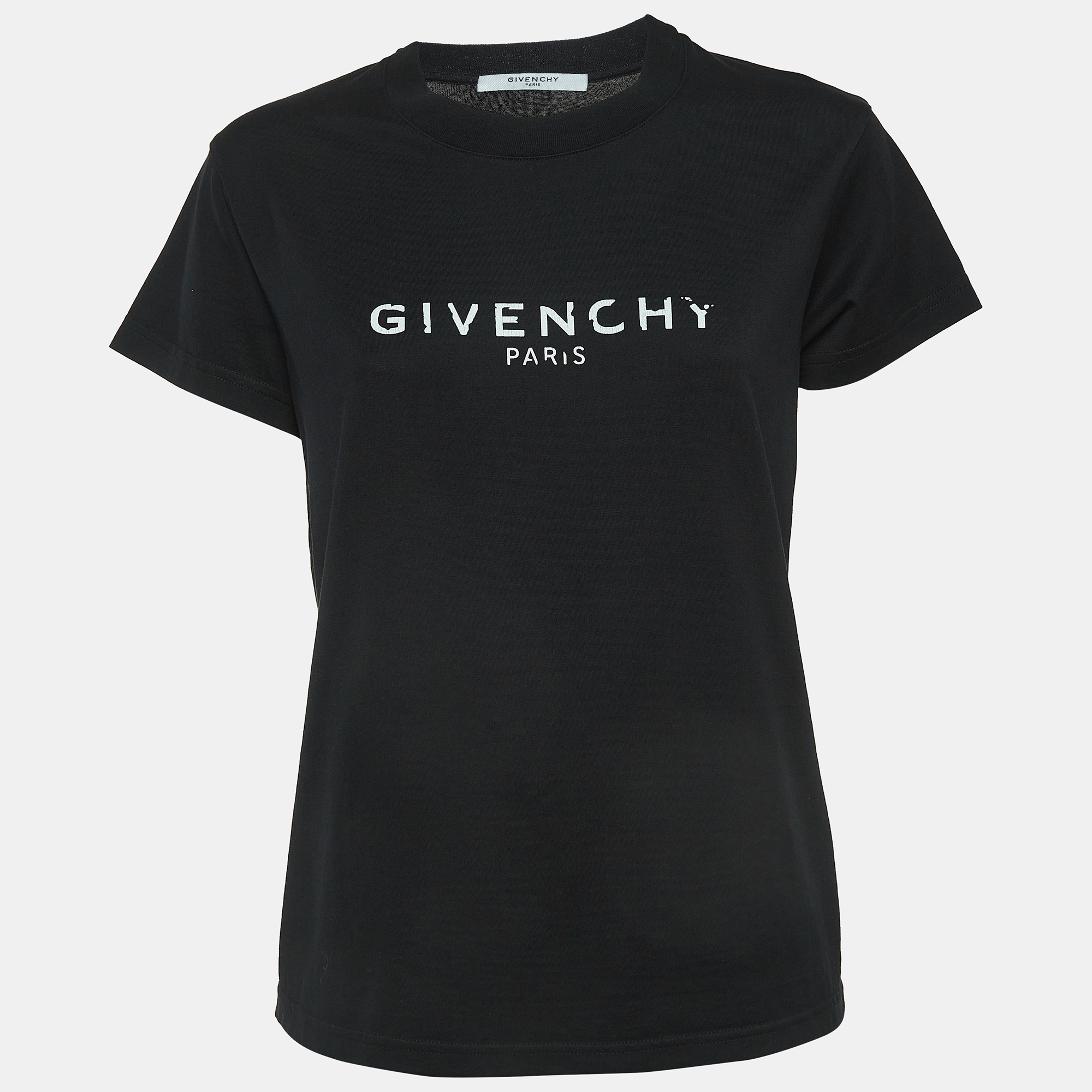 

Givenchy Black Cracked Logo Print Cotton Jersey T-Shirt M