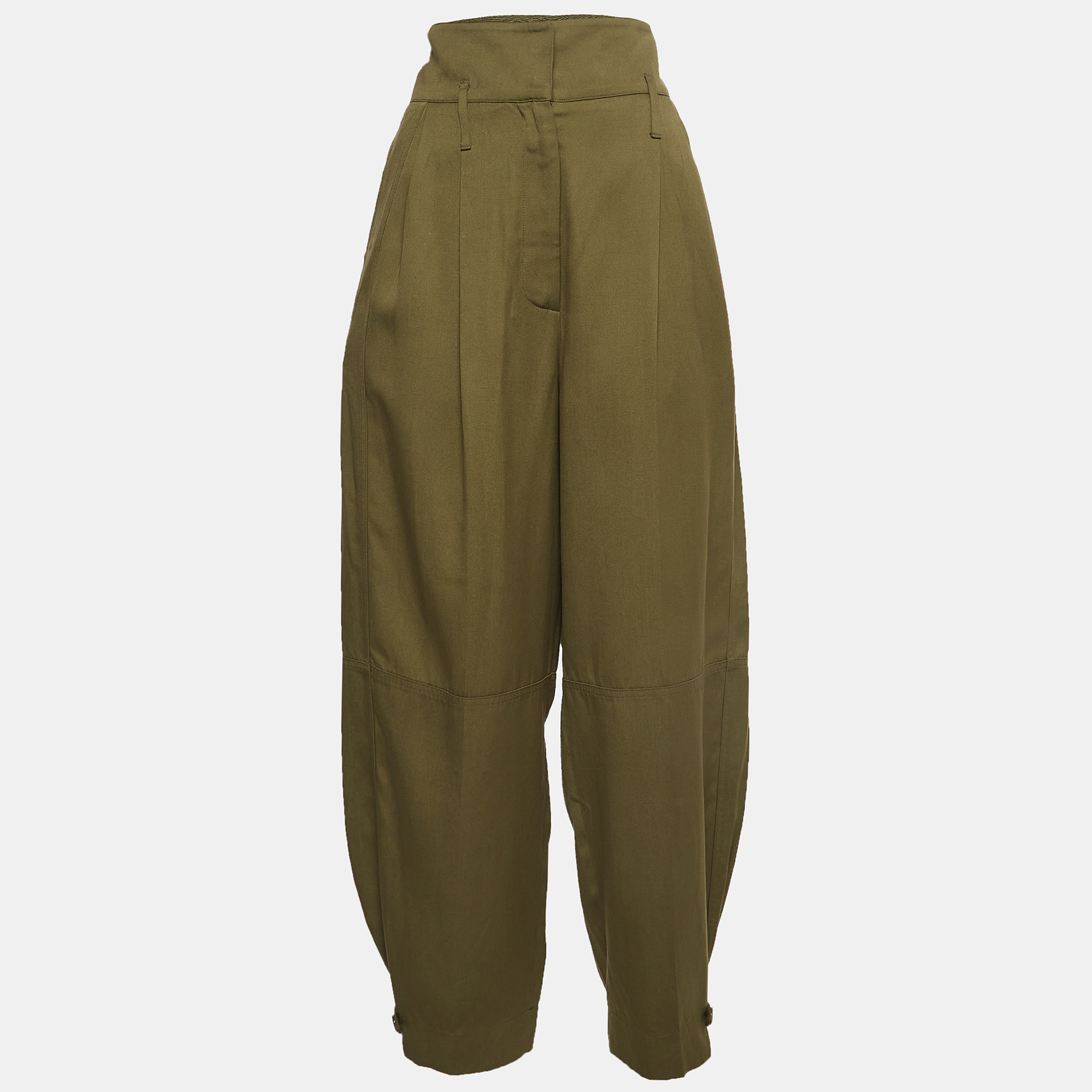 

Givenchy Green Pleated Crepe High-Waisted Tapered Military Trousers L