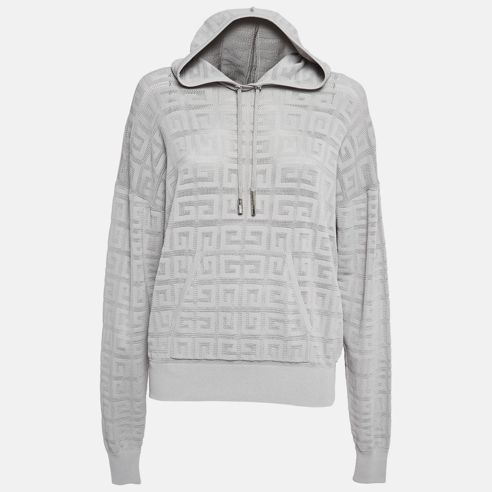 

Givenchy Grey Monogram Patterned Knit Hoodie M