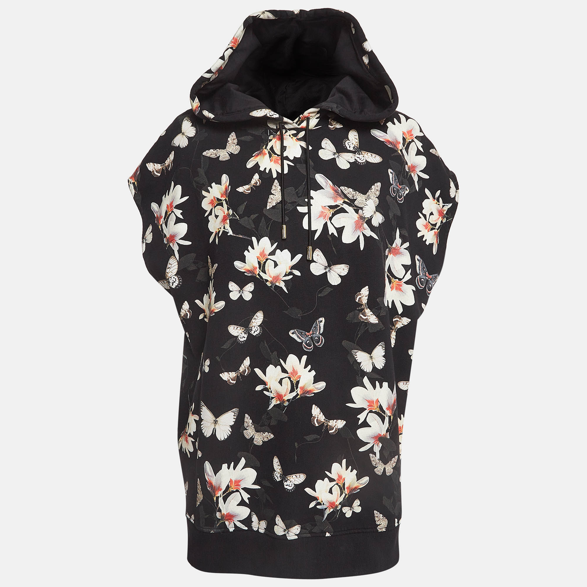 Pre-owned Givenchy Black Printed Cotton Knit Oversized Hoodie M