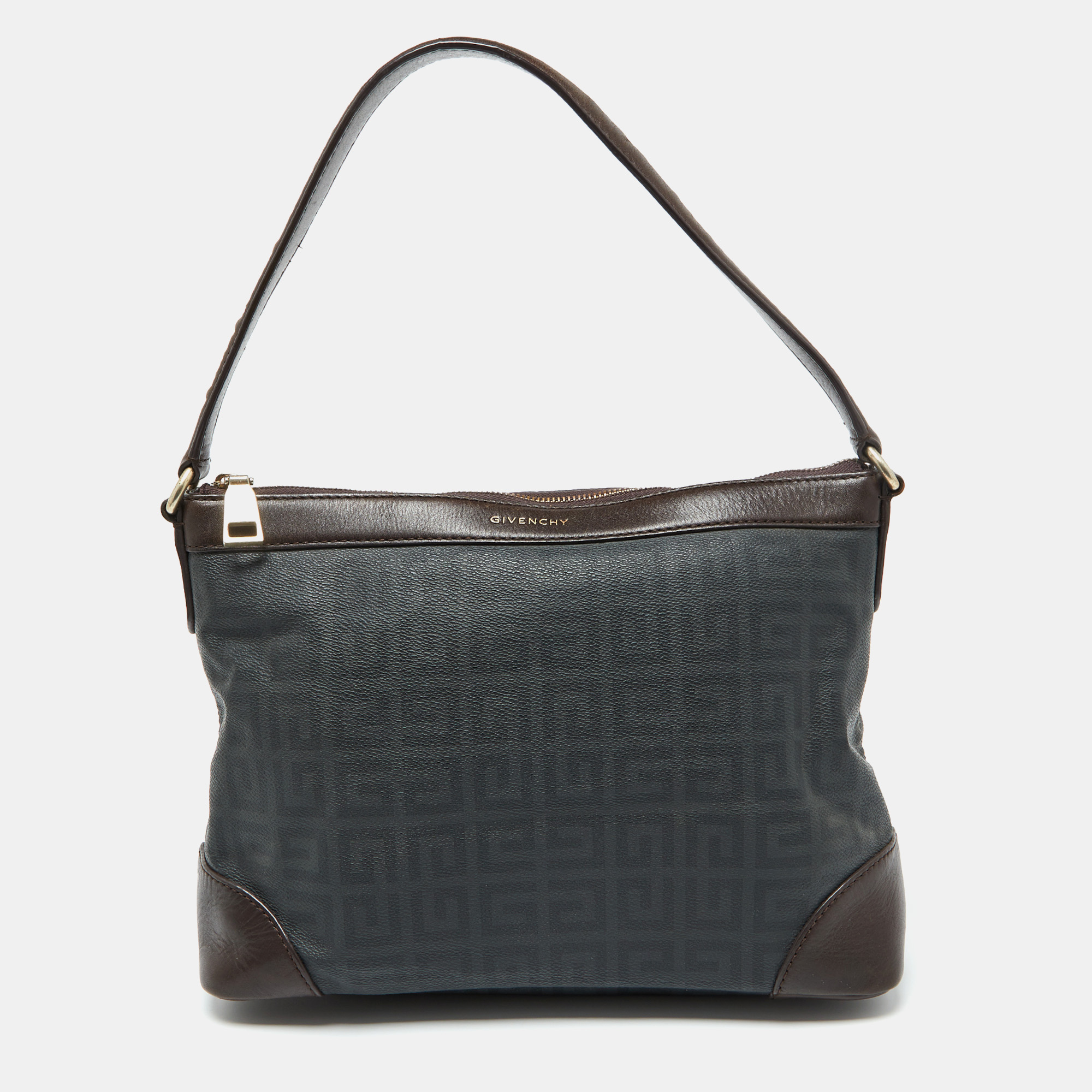 

Givenchy Grey/Dark Brown Monogram Coated Canvas and Leather Hobo