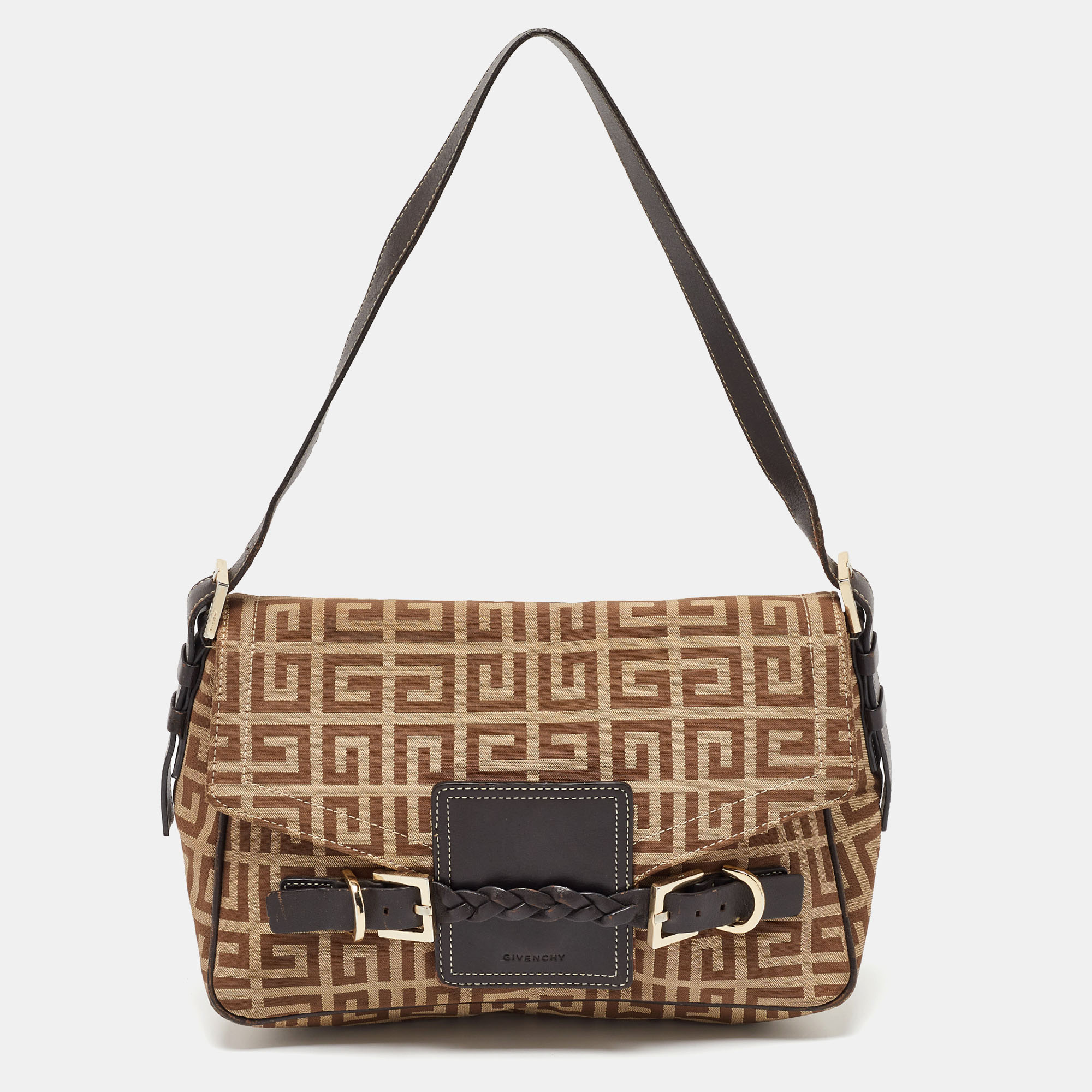 

Givenchy Beige/Brown Signature Canvas and Leather Flap Shoulder Bag