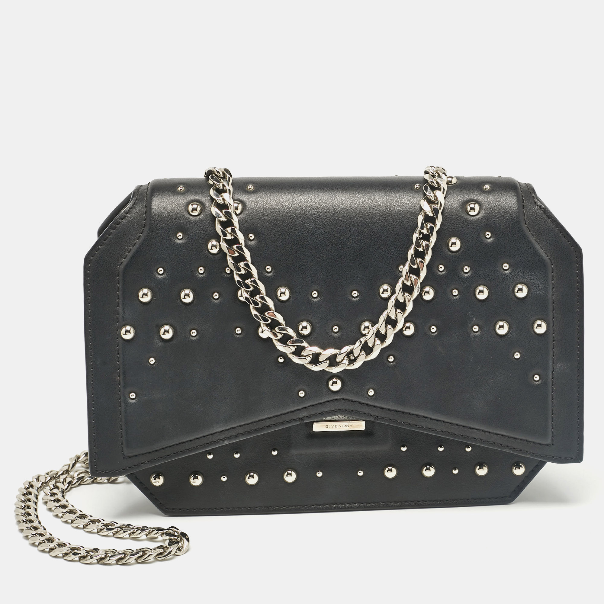 

Givenchy Black Leather Studded Bow Cut Crossbody Bag