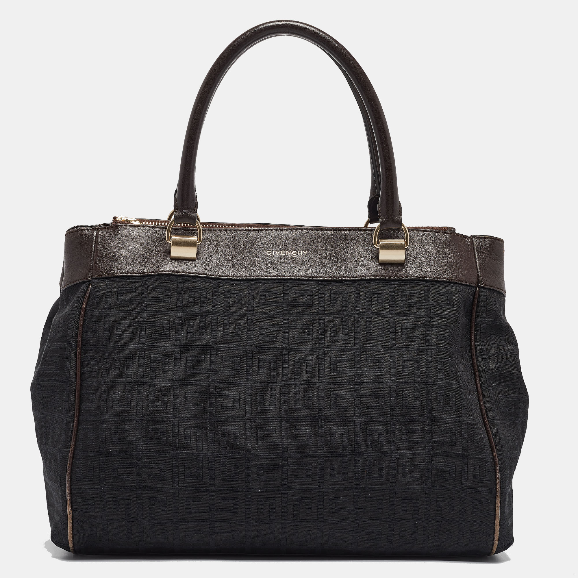 

Givenchy Black Monogram Fabric and Leather Double Zip Tote