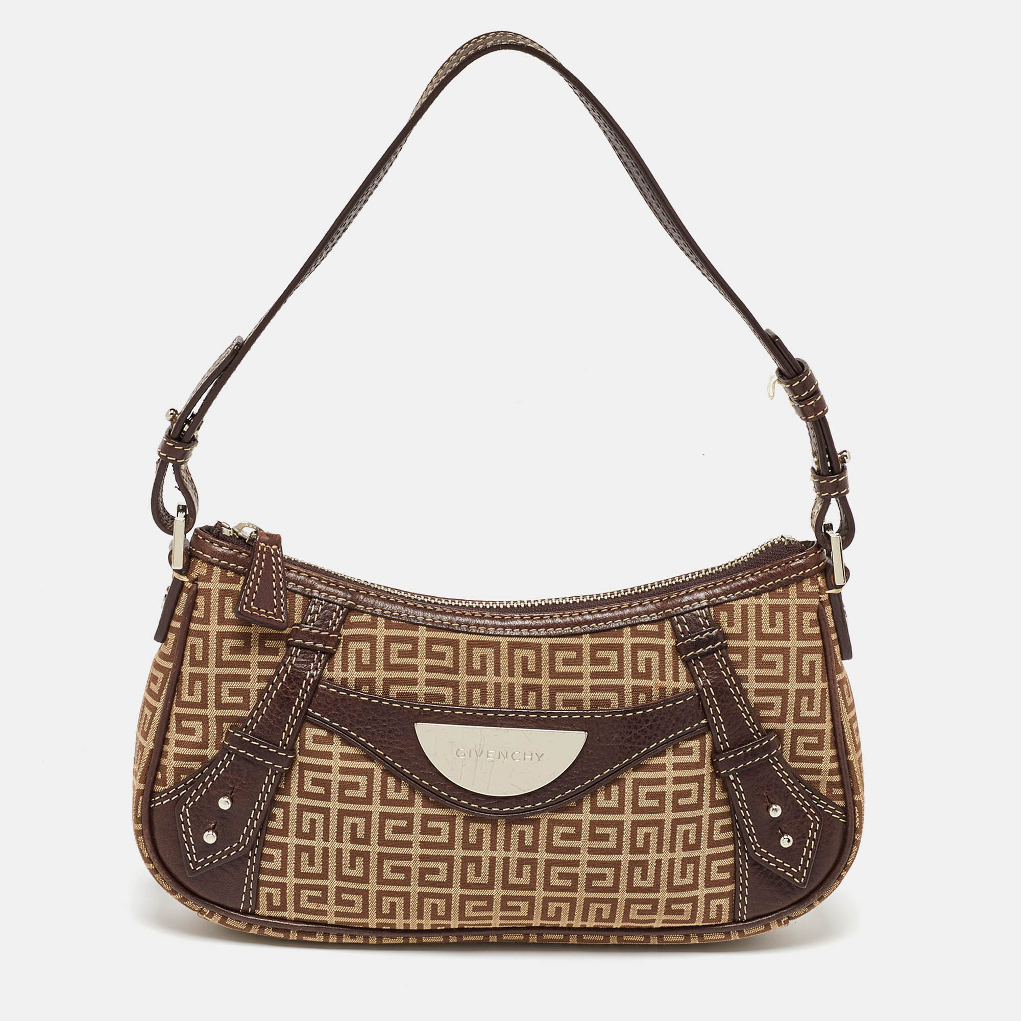 

Givenchy Brown Monogram Canvas and Leather Baguette