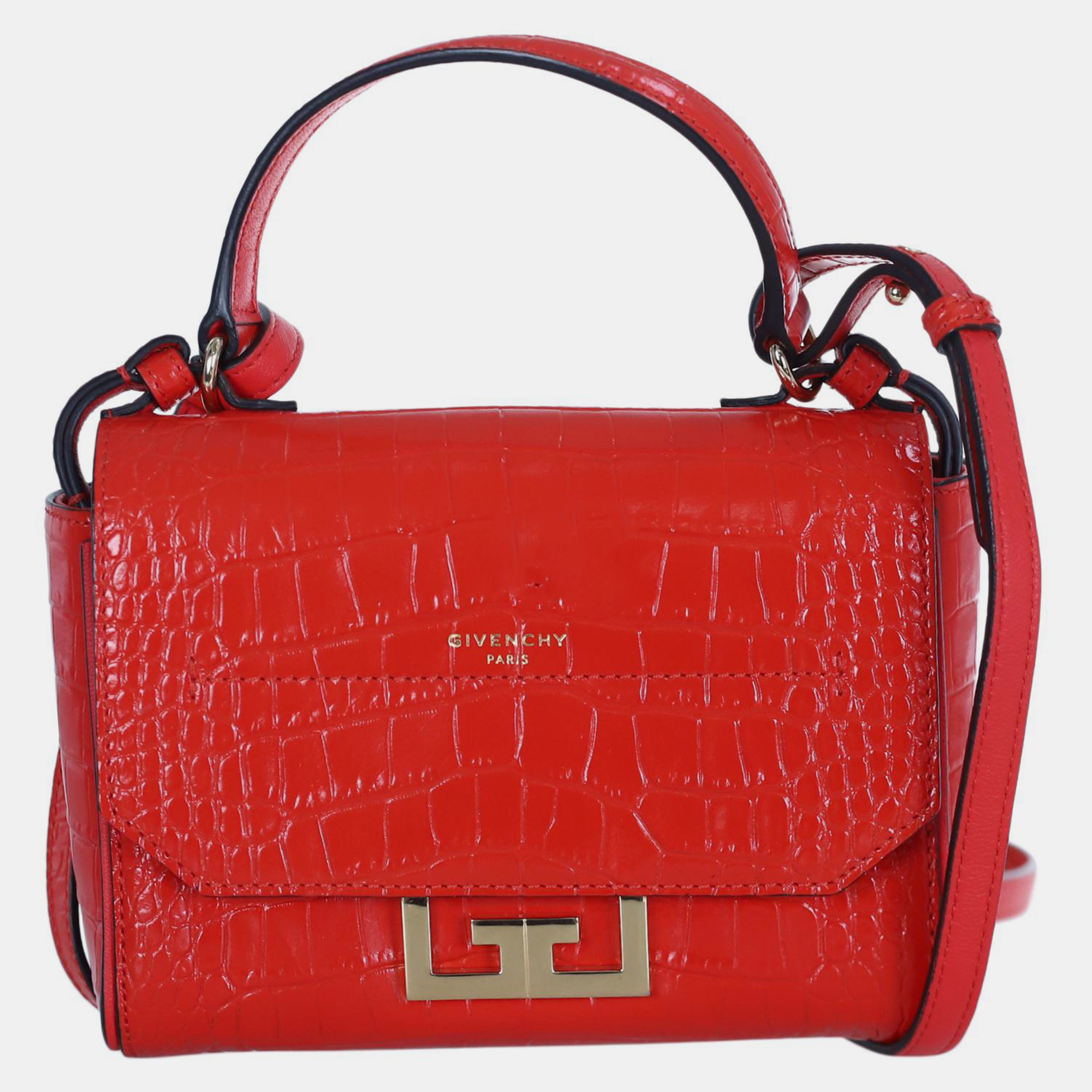 

Givenchy Croco Embossed Mini Eden Bag, Red