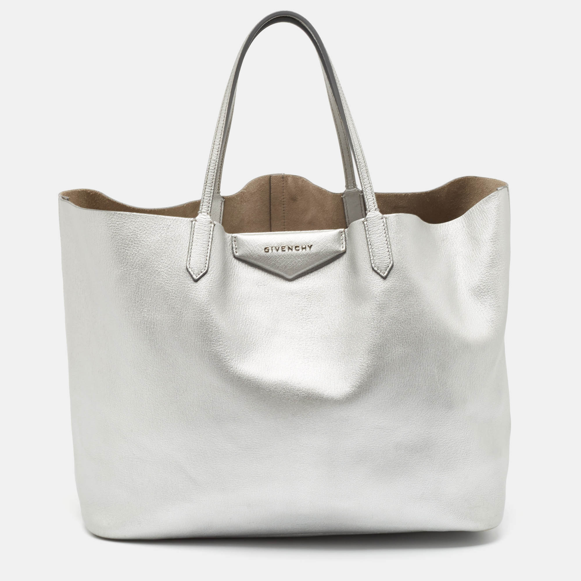 

Givenchy Silver Leather Large Antigona Shopper Tote