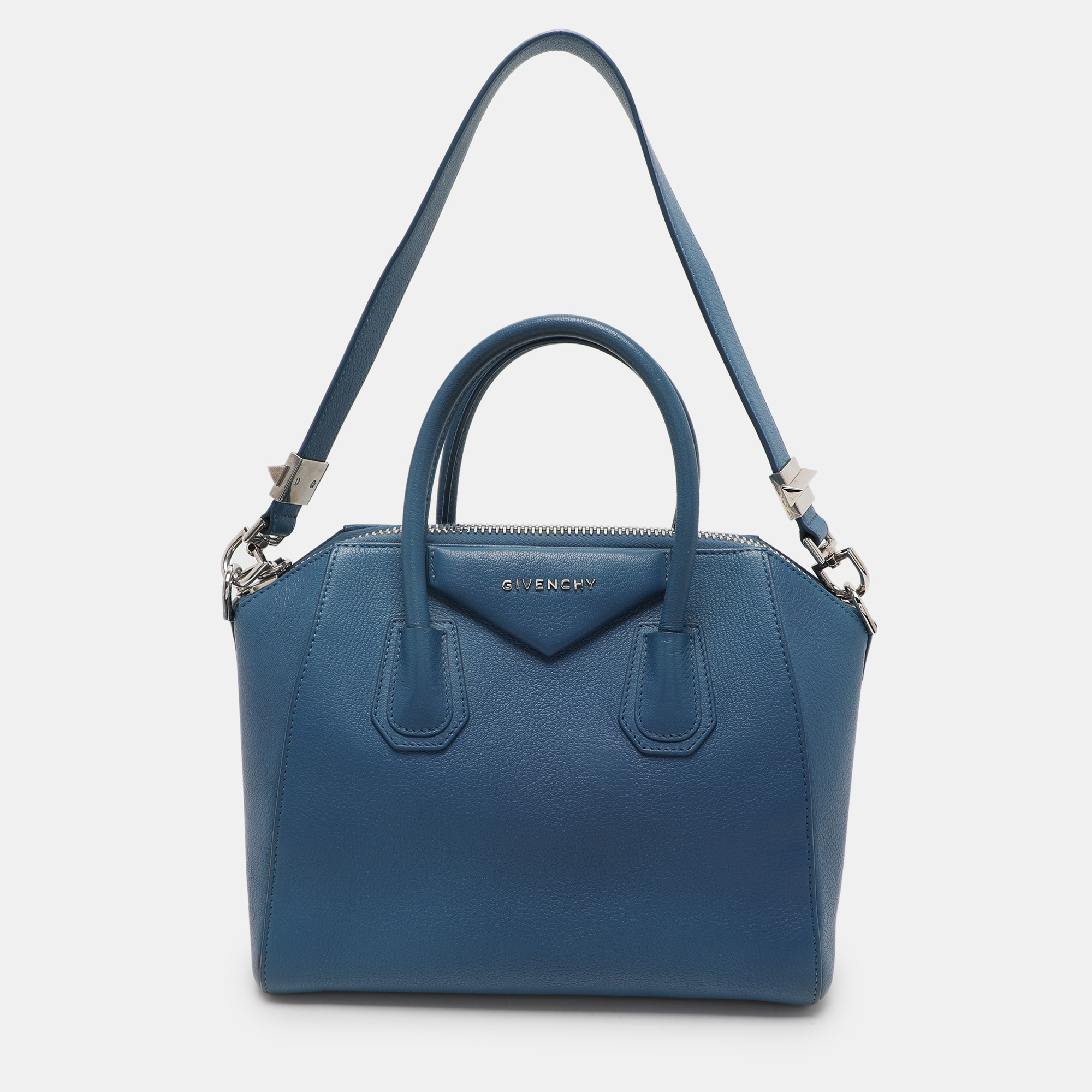 

Givenchy Blue Leather Small Antigona Satchel