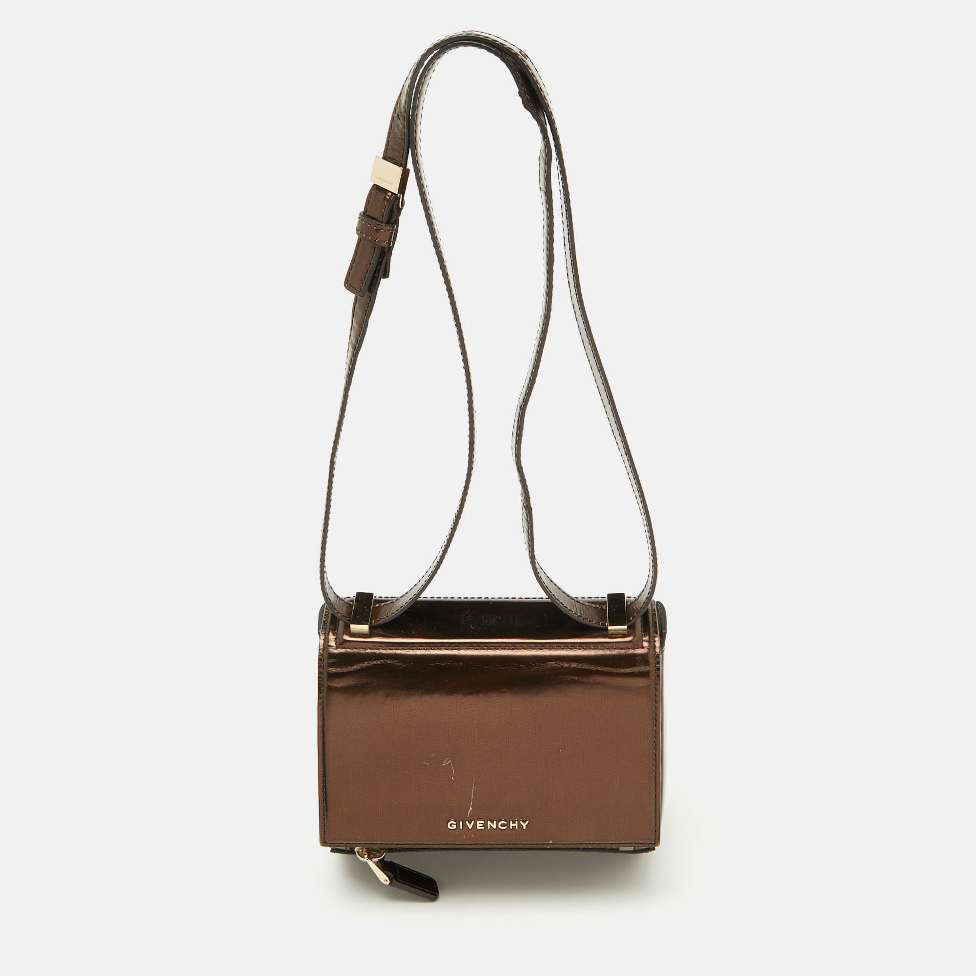 

Givenchy Brown Leather Mini Pandora Box Shoulder Bag