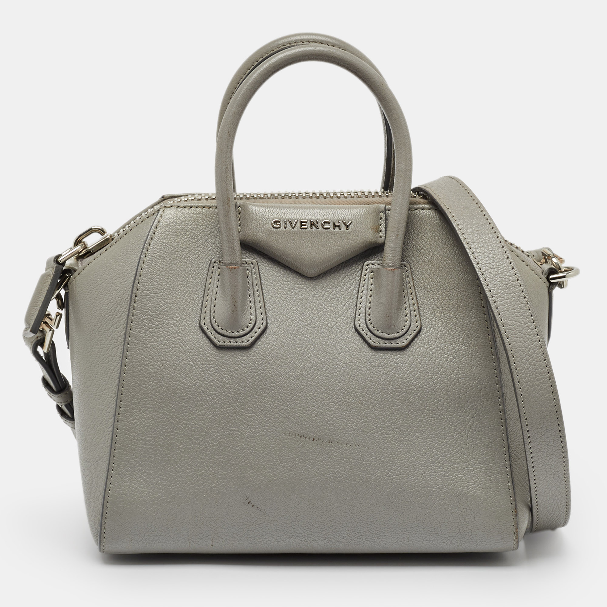 

Givenchy Grey Leather Mini Antigona Satchel