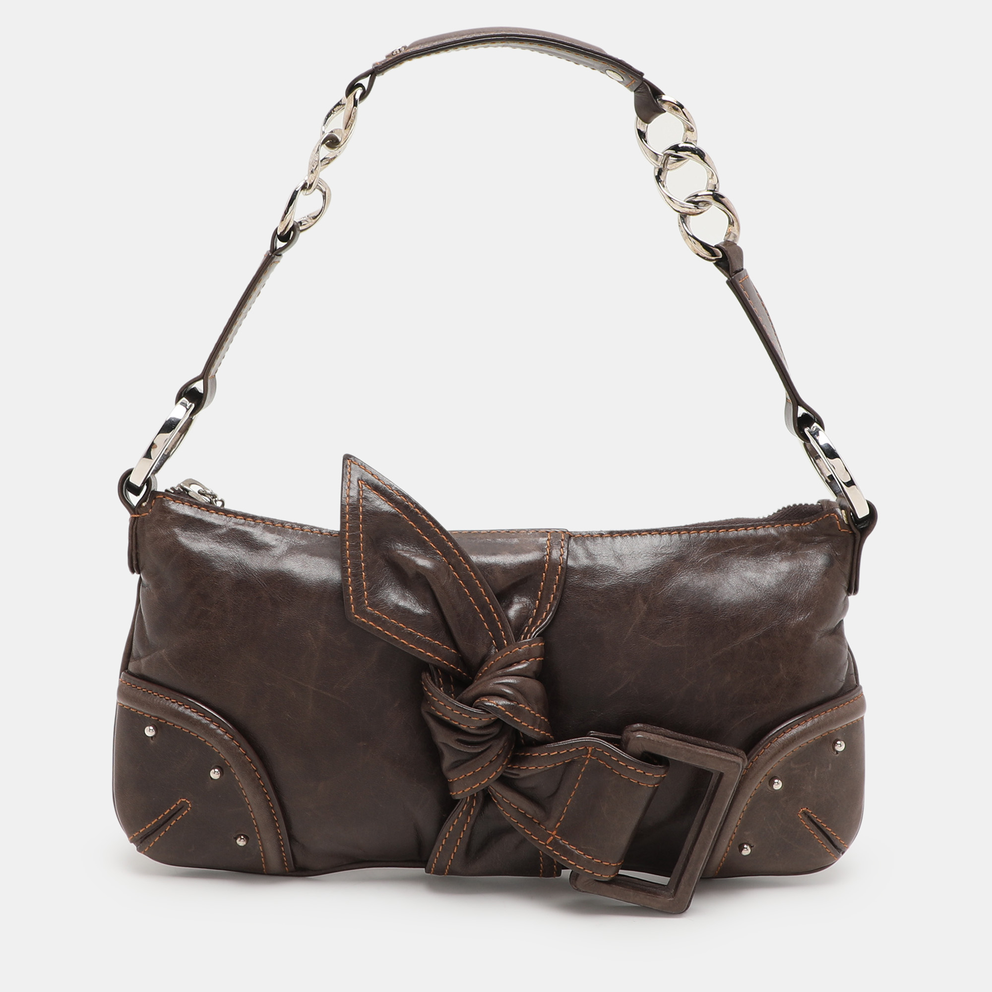 

Givenchy Brown Leather Knot Detail Chain Shoulder Bag