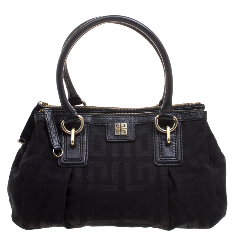 Givenchy Black Canvas and Leather Signature Double Zip Satchel