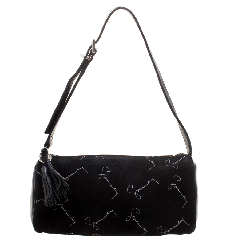 Pre Owned Givenchy Black Suede Barrel Clutch