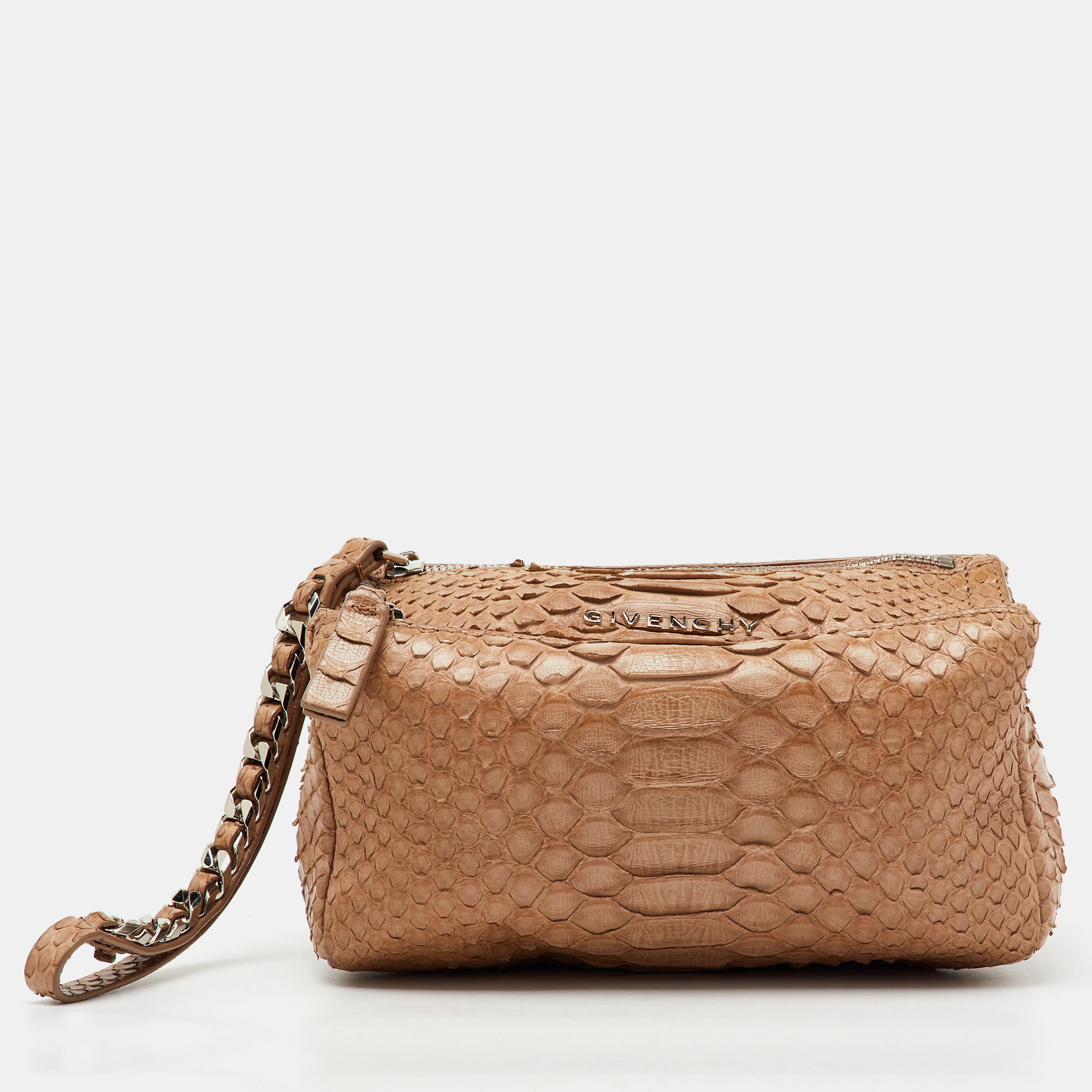 

Givenchy Beige Python Leather Pandora Wristlet Clutch
