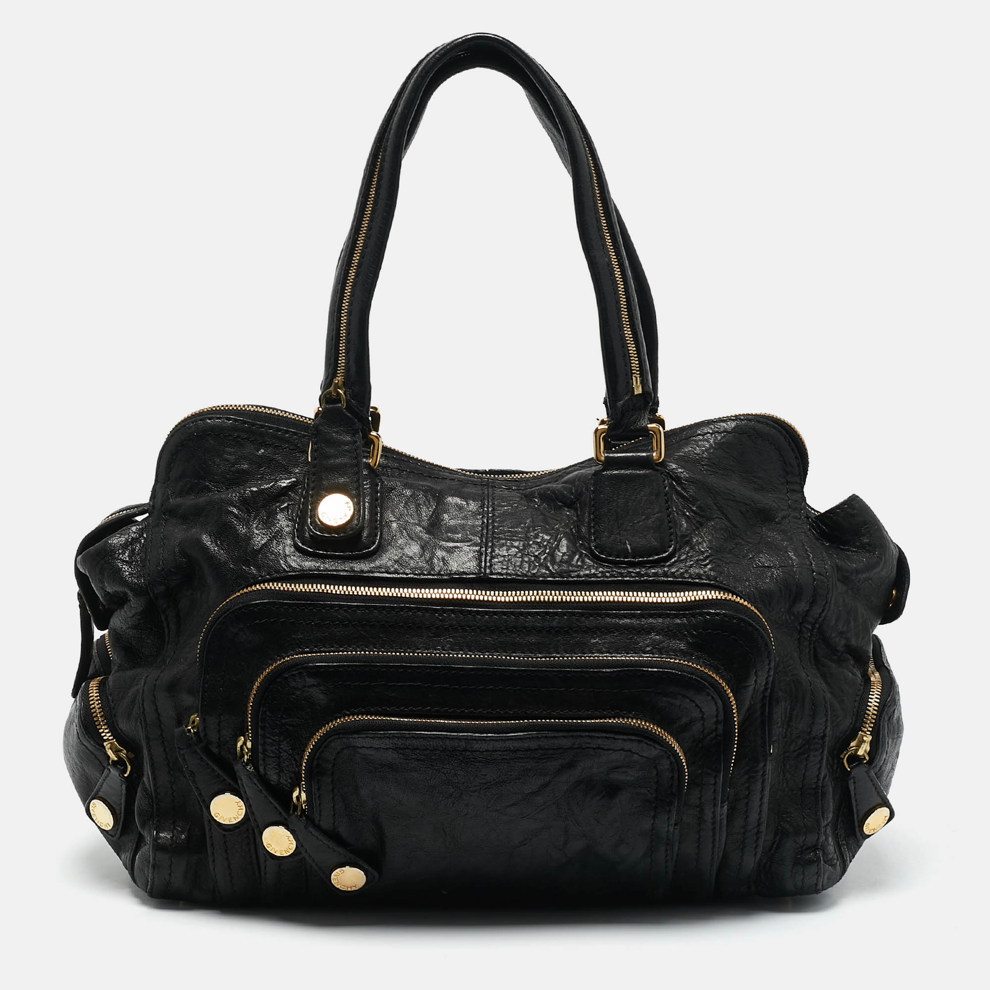 

Givenchy Black Leather Multi Zip Satchel